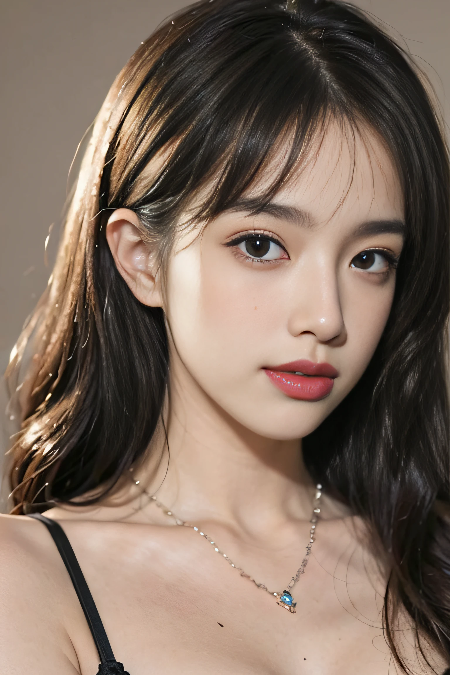 Random posture,1girl,seduce, beautiful breasts, lips, realistic, photo_\(medium\), solo, (masterpiece),(photorealistic:1.3), ultra-detailed, (high detailed skin:1.2),(best quality:1.0), (ultra highres:1.0), (ulzzang-6500:0.3), beautiful and clear eyes, delicate necklace,sunshine, (beautiful detailed makeup), (sexually aroused blushing heavy breathing:1.0), (soft glow bloom:0.5),mole under eye:1.4,
