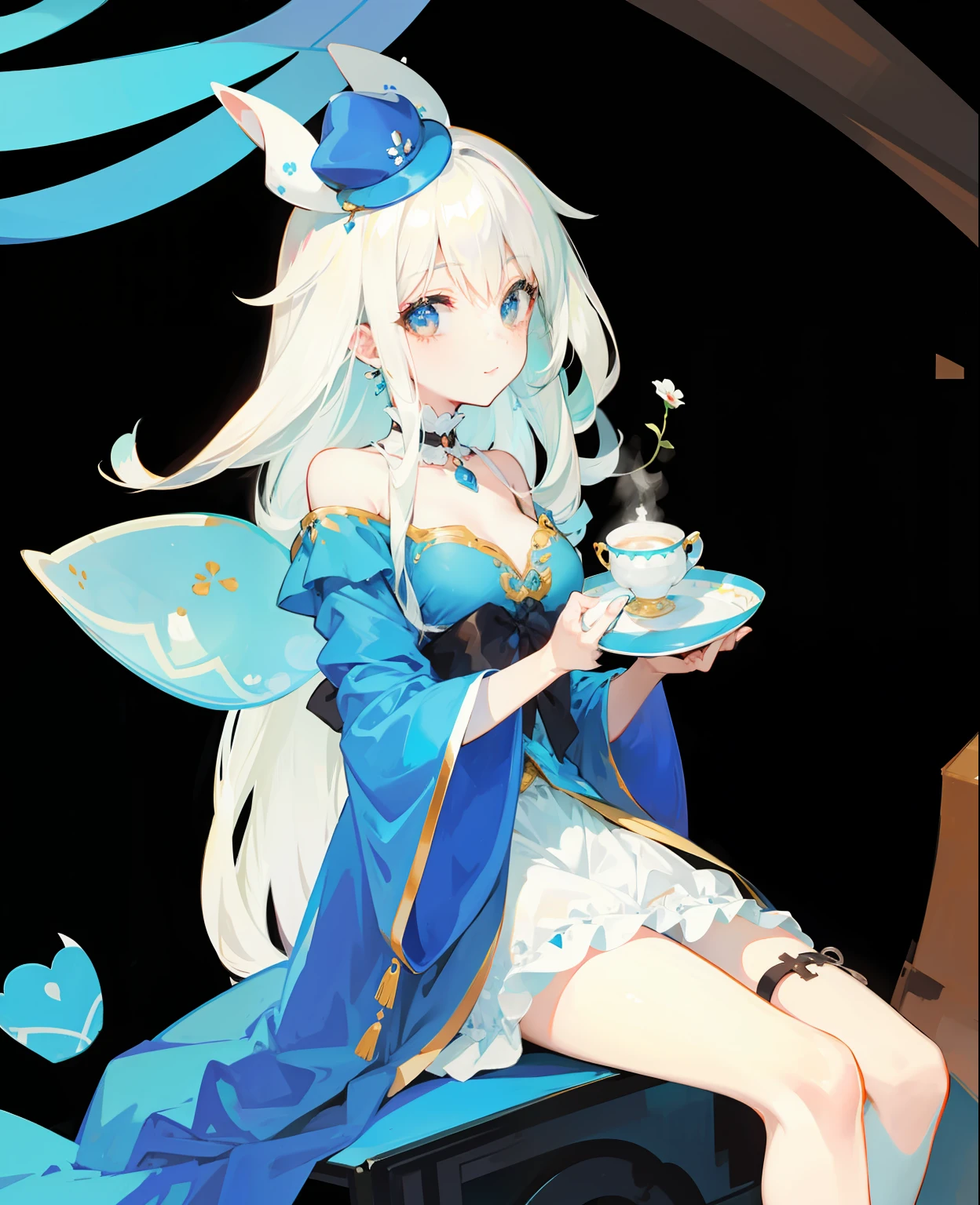 Teacup in hand,Happy girl