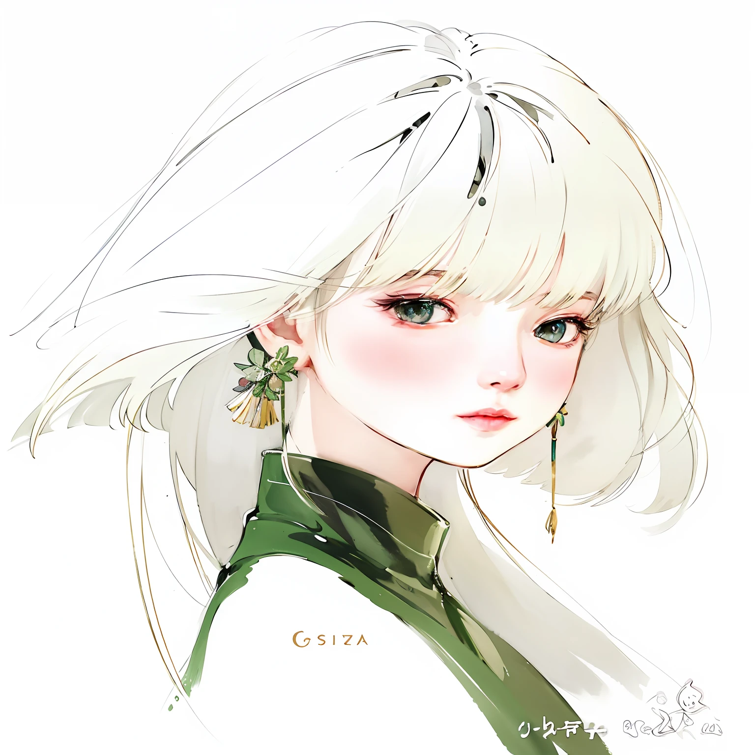 a painting of a woman with flowers in her hair, Girl with white hair, a beautiful anime portrait, Guviz-style artwork, Jasmine background