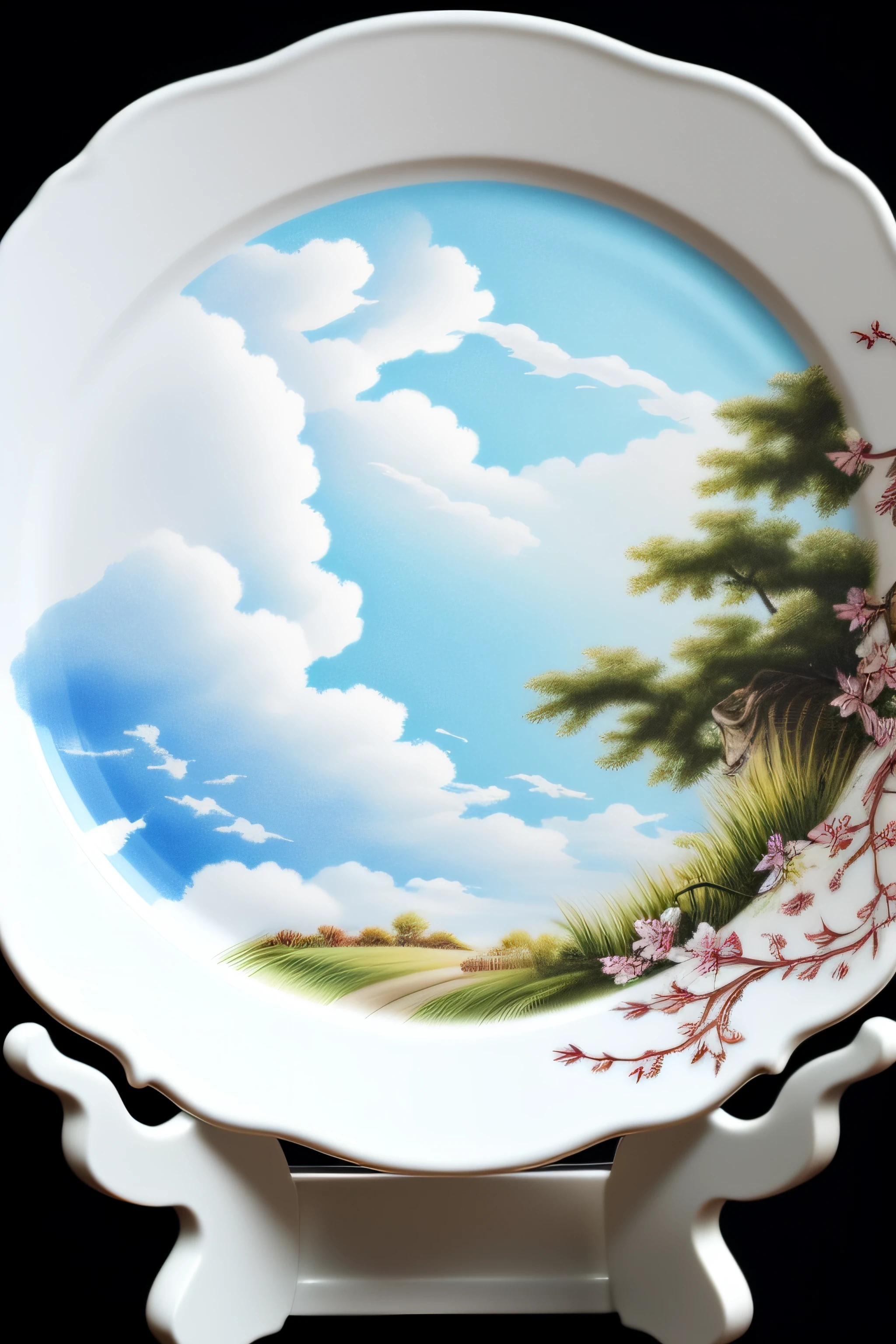 （（Design drawings），There is a bone china plate），Bone china plate design artwork，top views，Cloud pattern，Modern artwork，Pattern，Clear lines，top views，3D for best results，artwork of a，best qualtiy,8K,3D，Color decoration，top Quority，the detail，The edges are patterned，Add details