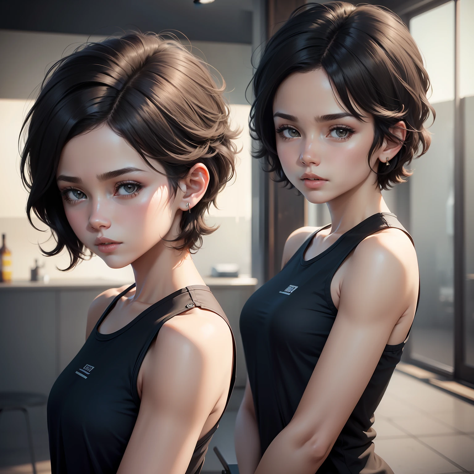 short detailed hair, Tomboyish, 8k, super detail