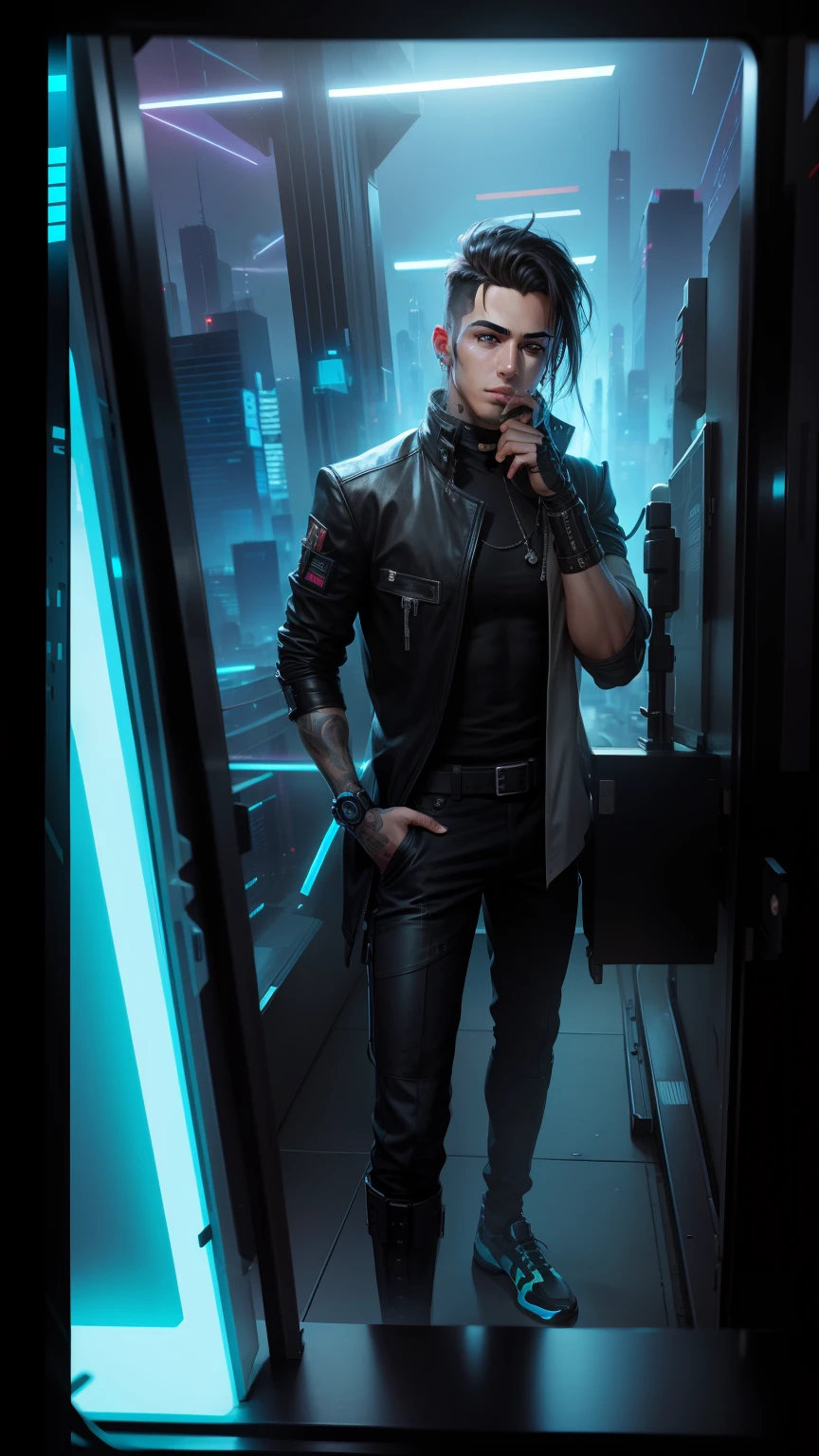 Change background cyberpunk handsome boy realistic face 8k ultra realistic