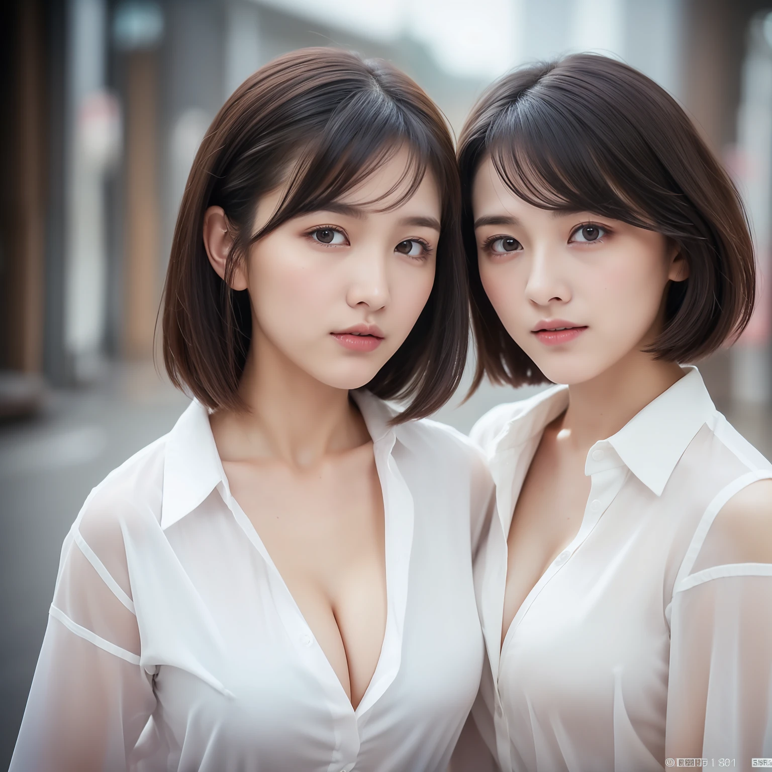 Naked,18 years old, hard pink , detail eyes, make up face,(Best quality, 8k, Masterpiece: 1.3)), Sharp focus: 1.2, A beautiful woman with perfect body: 1.4, Slim abdomen: 1.2, ((Layered haircut, Large breasts: 5.0)), (no bra) (Small and beautiful hard nipple) (Thin and damp button up to shirt length: 1.1), (White shirt wet by rain), (Rain, Street: 1.2), Wet body: 1.1, Highly detailed face and skin texture, Detailed eyes, Double eyelid, , open white shirt: 2.3, sneaker,