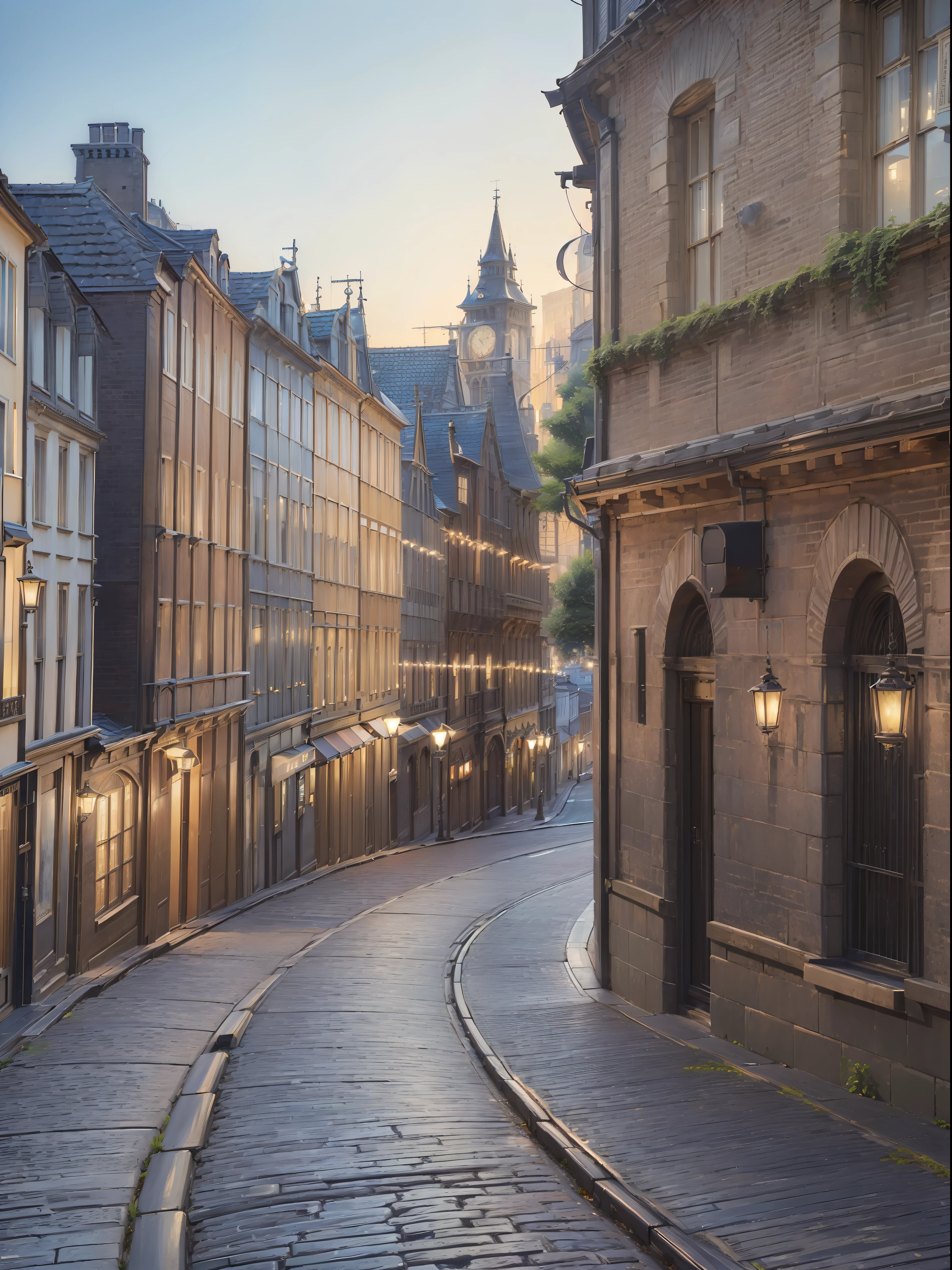 (((hight resolution)))、(in 8K)、 (((ighly detailed)))、(top-quality、​masterpiece:1.3)、((sharpnes))、ciinematic light、Retro cityscape of Europe、antique、The car is running、cobblestone road、natta、