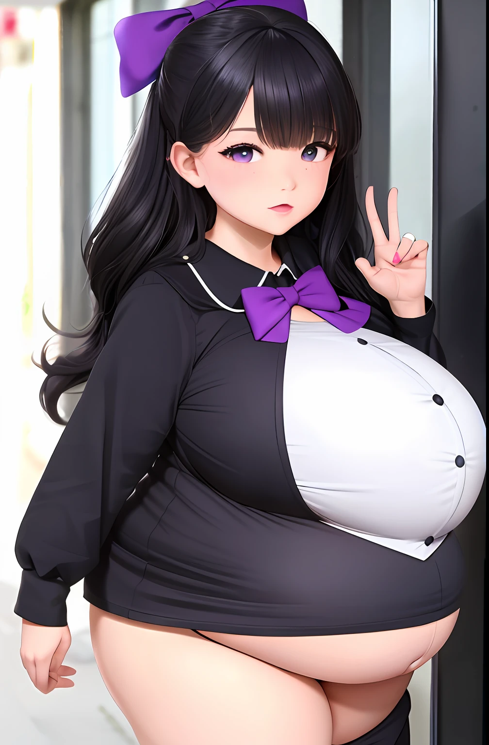 Hair Bow, black hair,Big Baby Bump pregnant, School girl, Big boobs, nipple, cum,16 years girl, Big pregnant Belly, Big Pregnant girl, Largest Belly of Pregnant, Huge Pregnancy Belly, purple eyes