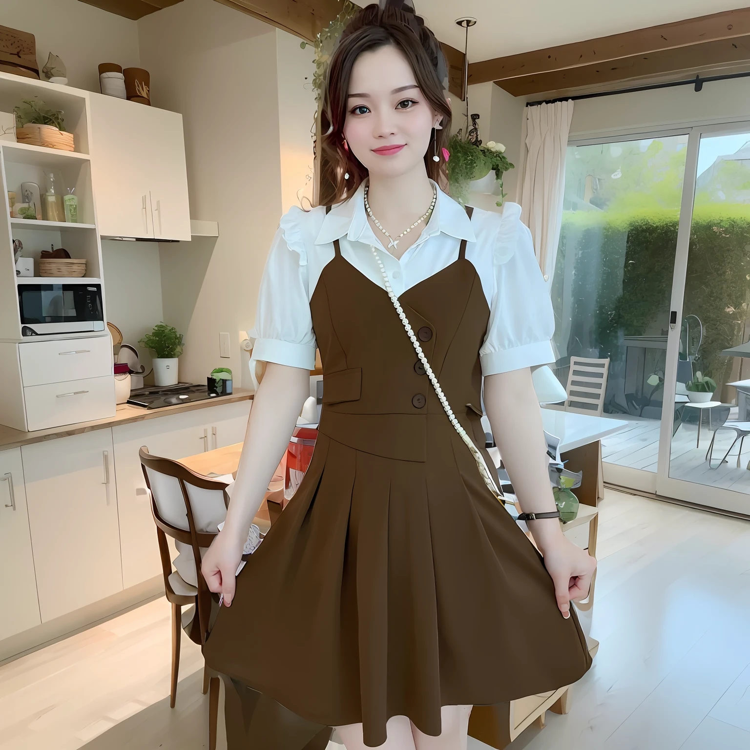 The interior is comfortable and modern,The home décor is warm and comfortable,sofe,Beverage cabinets and greenery,Create a green and fresh atmosphere indoors。