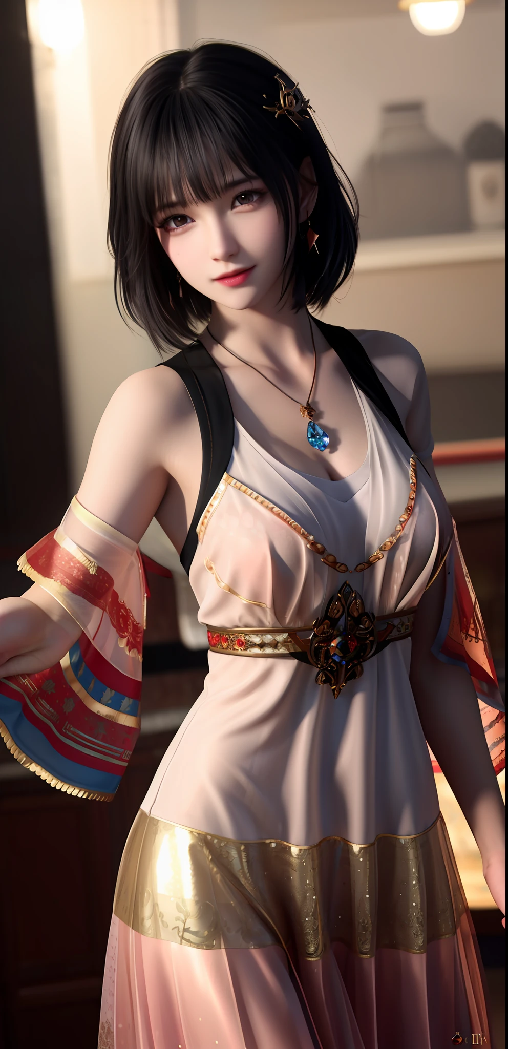 (realisticity: 1.2), best quality, 8K UHD, garena
free fire gameplay, masterpiece, highres, cg,
1girl, kelly awakening, sword, wavy short hair, black hair red polish on the hair below, bermuda island realistic and detailed backgroun,
solo, jewelry, earrings, hair ornament, splashing, upper body,
lighting, candid, Photograph, high resolution, 4k, 8k, Bokeh,