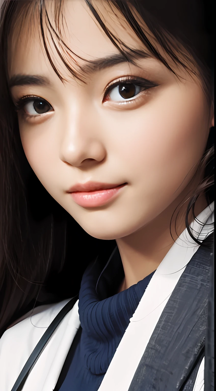 (top-quality:0.8)、perfect anime illustration、Extreme close-up portrait of beautiful woman walking in city