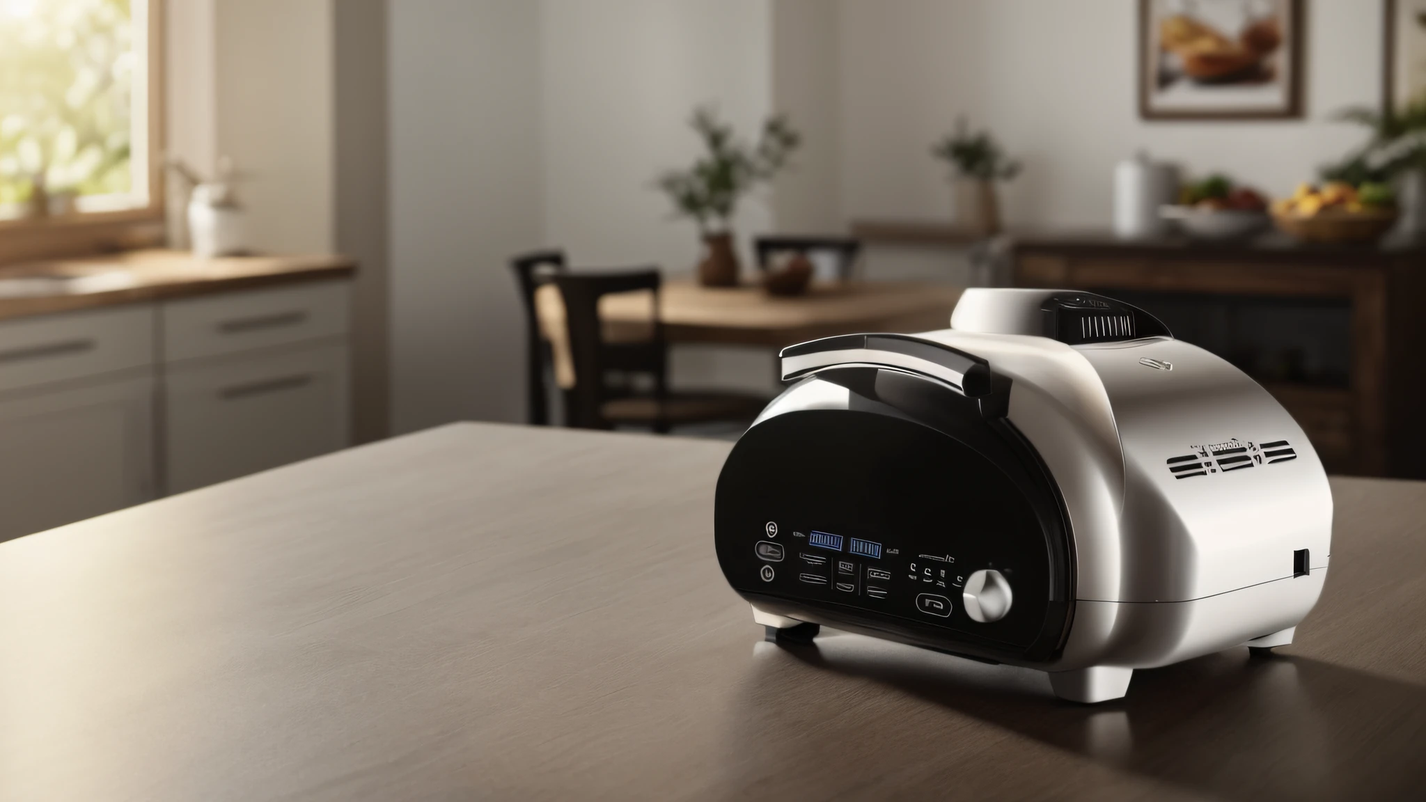 Extremely realistic photo of an air fryer on the tabletop（film photo）