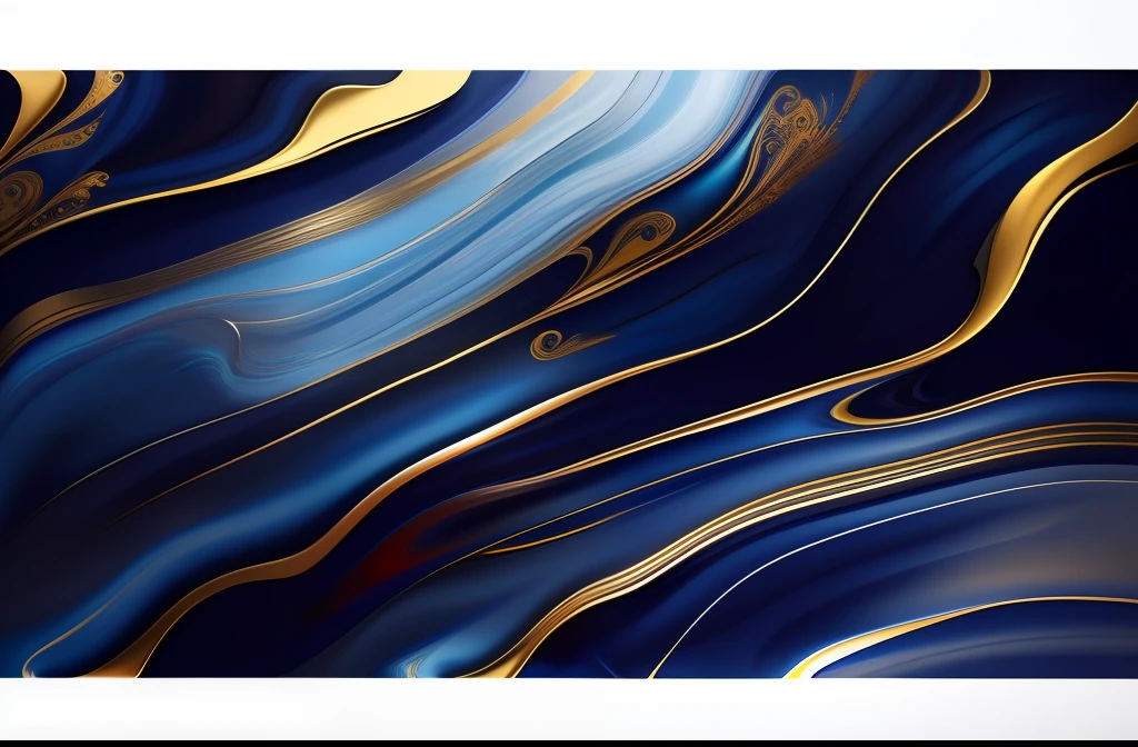Close up of blue and gold painting with gold lines, colors with gold and dark blue, Gold and indigo, intricate flowing paint, cinematic blue and gold, ultramarine blue and gold, blue black gold, gilded marbled paper background, abstract liquid acrylic art, gold and blue, baroque marble and gold in space, Glossy painting, liquid marble fluid painting,(Extremely detailed 8k wallpapers),k hd