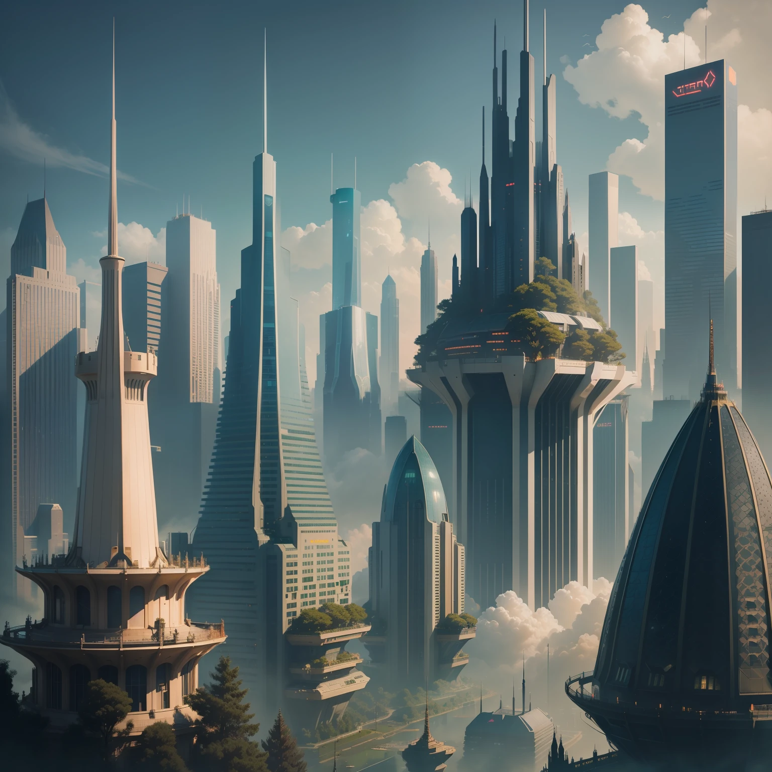 cyberpunked epcot Megacities Huge castle SF City of the Future Huge skyscrapers top-quality masterpiece 超A high resolution dream Beautiful world