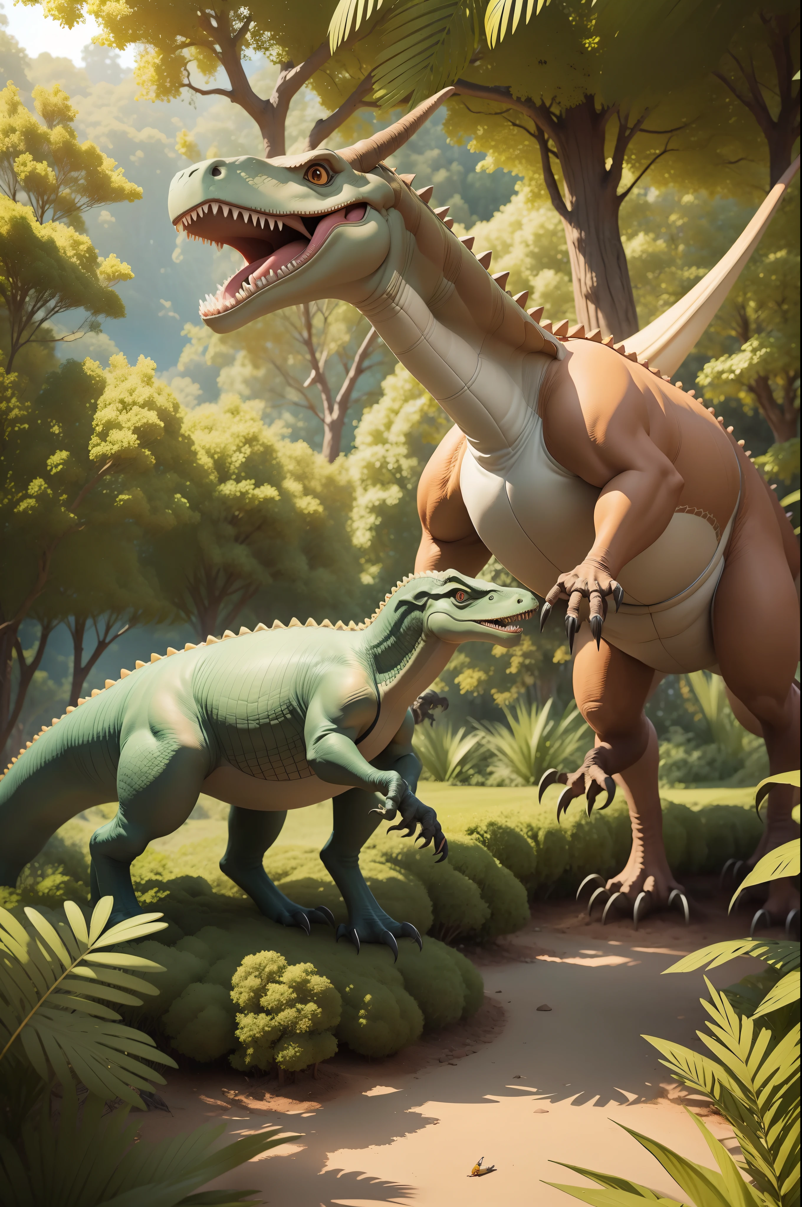 Fun dinosaur world，There's a T. rex here，pterosaurus，Brontosaurus，Stegosaurus，triceratops。What dangers will baby dinosaurs encounter when exploring the mysteries of the world?？See how they work out？Travel back in time to the ancient age of dinosaurs，Together, we will explore the curious world of dinosaurs！