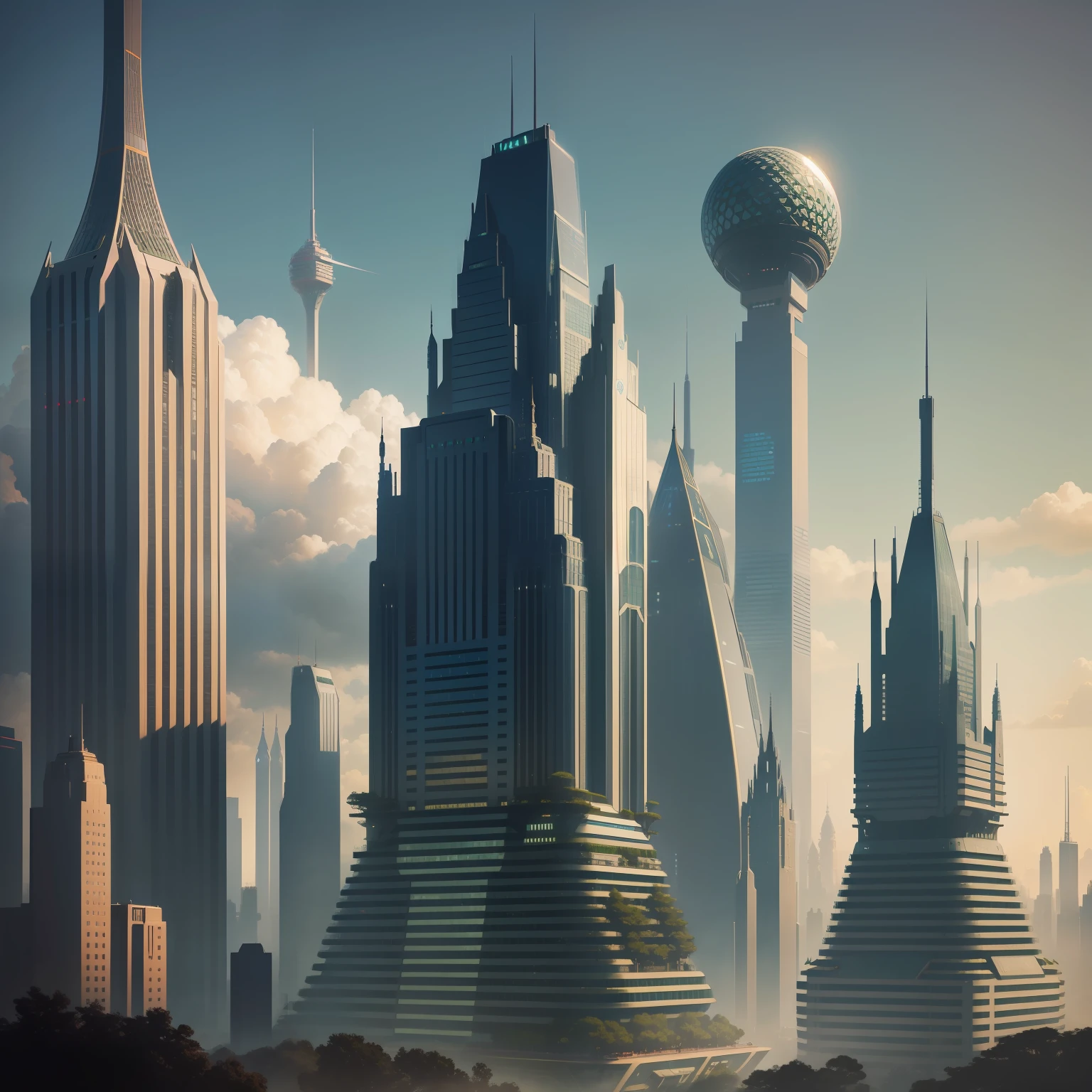 cyberpunked epcot Megacities Huge castle SF City of the Future Huge skyscrapers top-quality masterpiece 超A high resolution dream Beautiful world