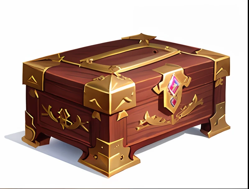 Brown treasure box,It has a gold design on it, , item art, loot box, treasure artifact,Treasure Trove, hiding large treasure chest, Treasure chests, league of legends inventory item, stylistic furniture, Sacrificial altar,