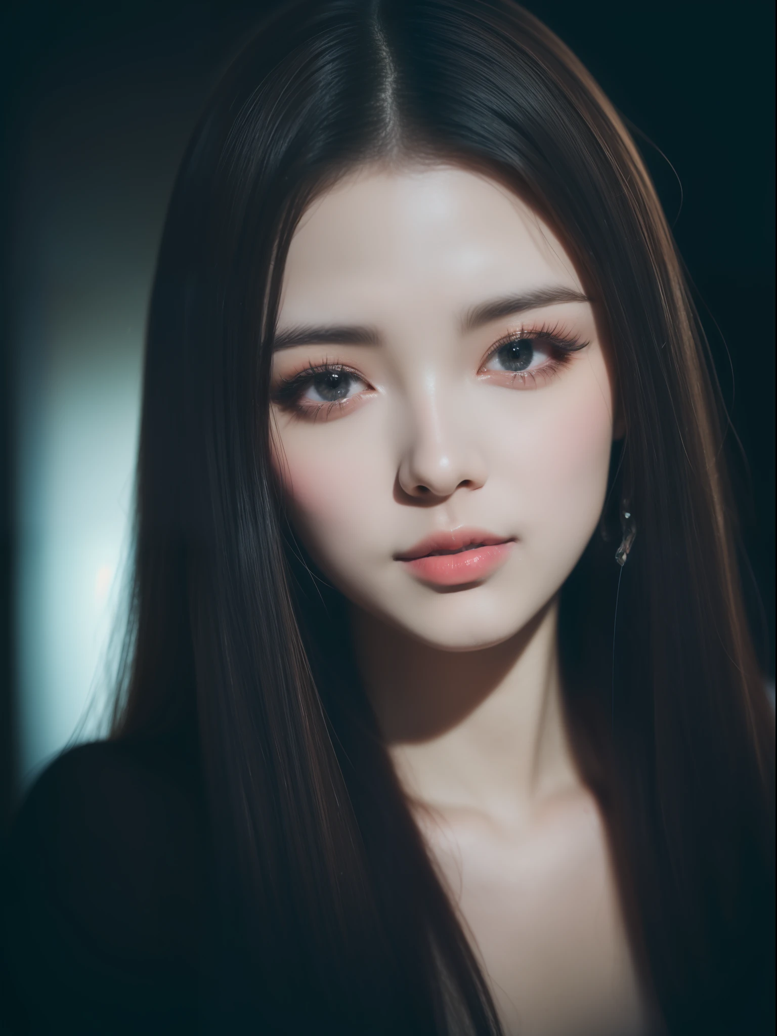 (8k, RAW photo, photorealistic: 1.25), (lip gloss, eyelashes, glossy face, glossy skin, top quality, ultra high resolution, depth of field, chromatic aberration, caustics, wide lighting, natural shading, kpop idol) gentle and goddess-like happiness, selfie shot, romantic-gothic-makeup,