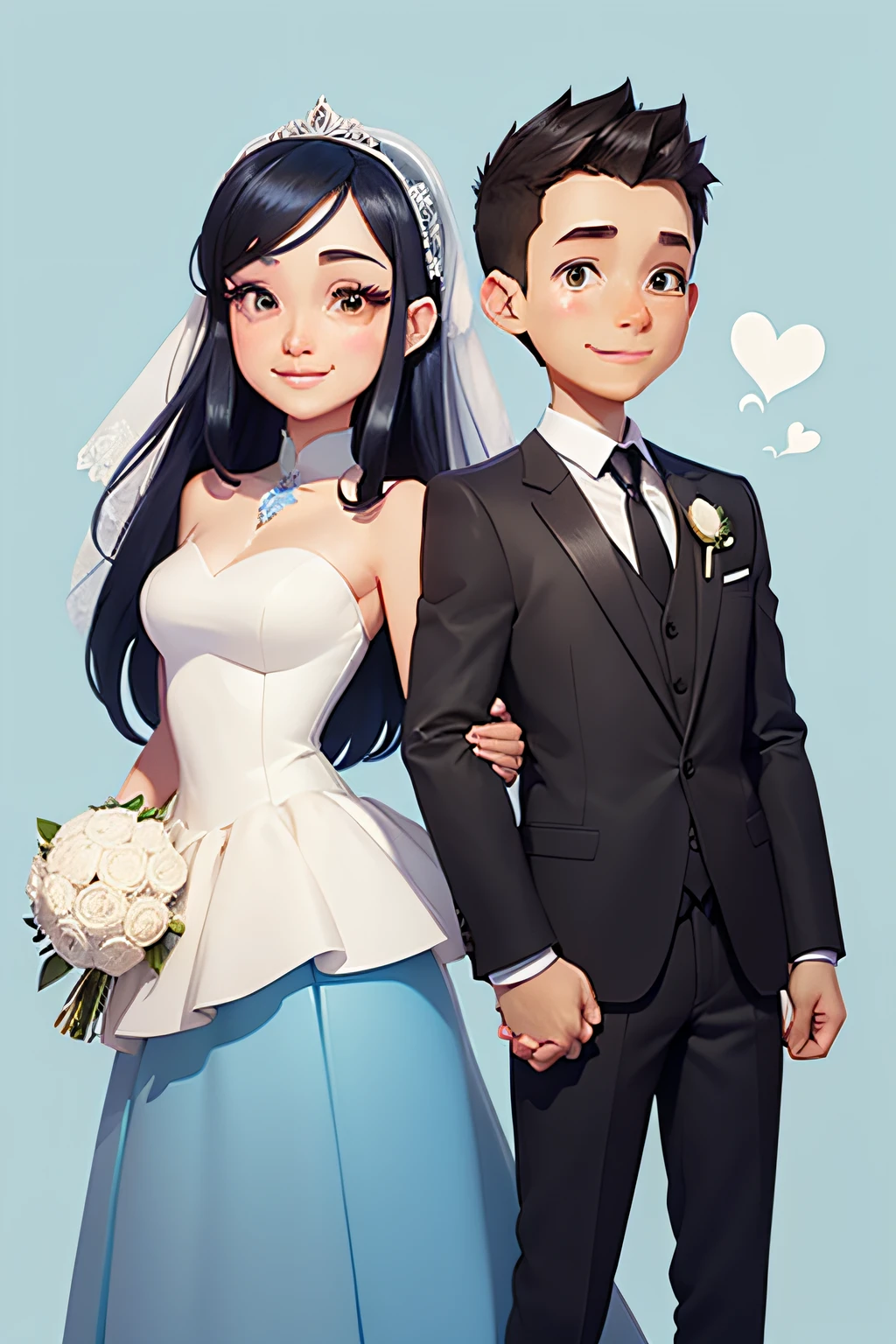 Cartoon avatar,2D illustration,Flat illustration,Wedding,Two newlyweds,ssmile