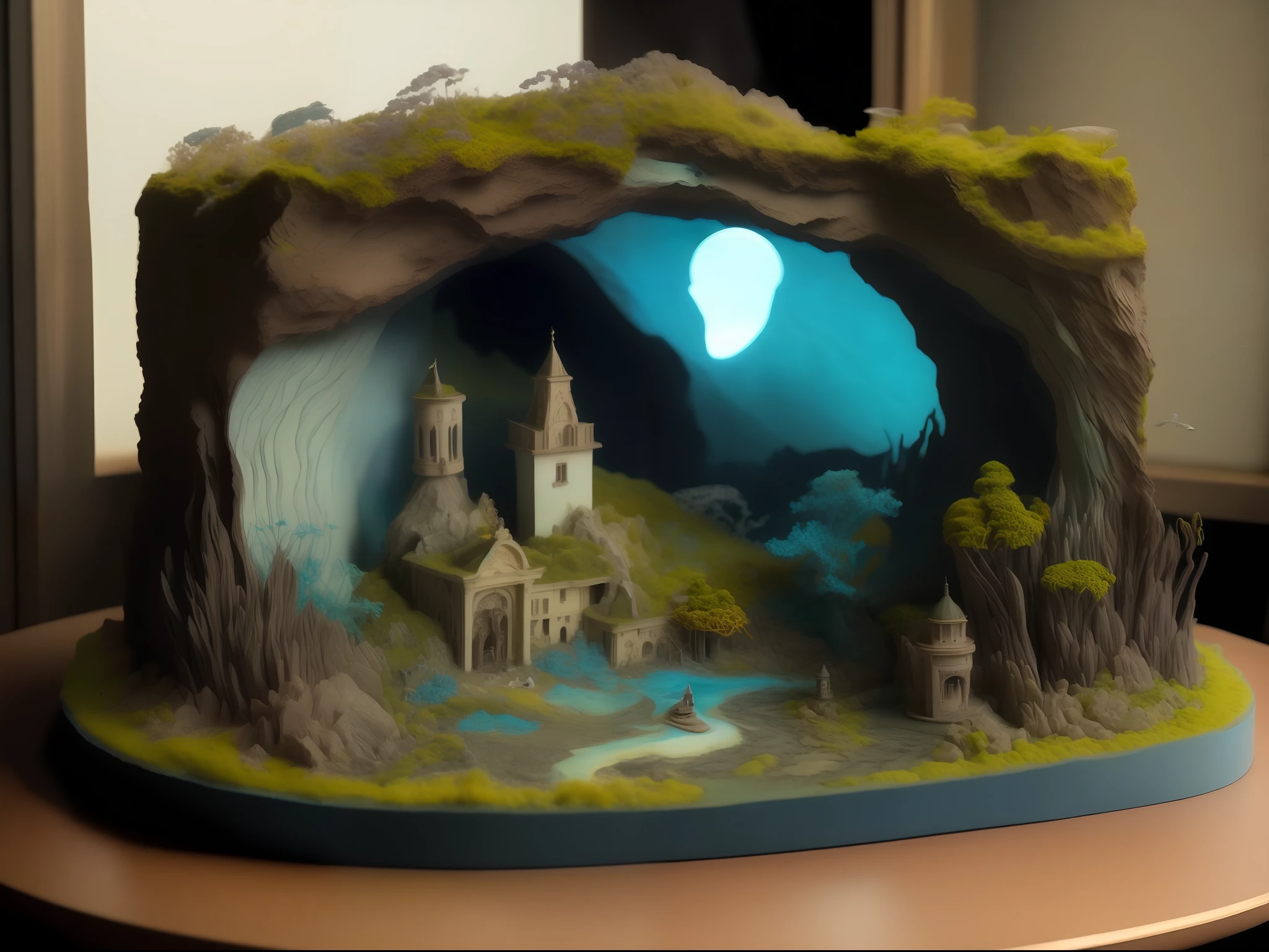 Beside a pumice isle in Baiae's bay,And saw in sleep old palaces and towers,Quivering within the wave's intenser day,All overgrown with azure moss and flowers,(Diorama placed on the table:1.4)