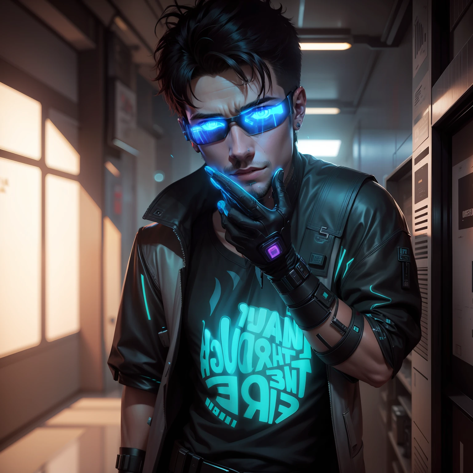 Change background cyberpunk handsome boy, realistic face, 8k ultra realistic,