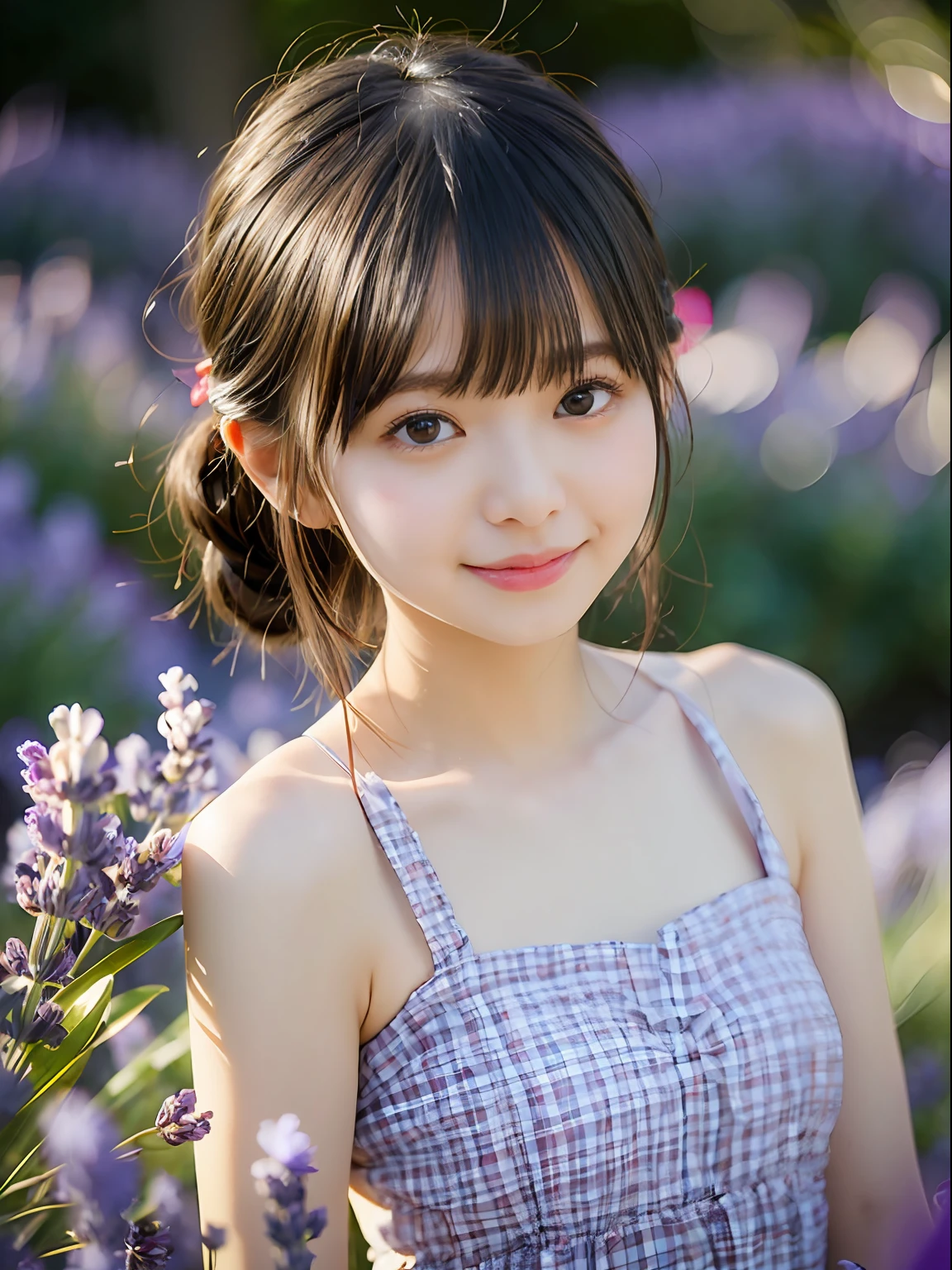 （（（fully body photo））））， （（Single Eyelids））），（（Sunset backlight））），（lens flare glow）），（Wear classical clothing）），（Super Soft Focus））））））， ssmile， （Configuration file））））， （Upp））， at twilight， Showers， Colorful lavender on background， Surrounded by lavender flowers， Take lavender（（pastel sunset））， （yinchuan：1.5）， tmasterpiece， best qualtiy， RAW photogr， Photorealsitic， the face， beuaty girl， adolable， short detailed hair， （（（（depth of fields））））， A high resolution， Hyper-detailing， finedetail， Very detailed， cinmatic lighting