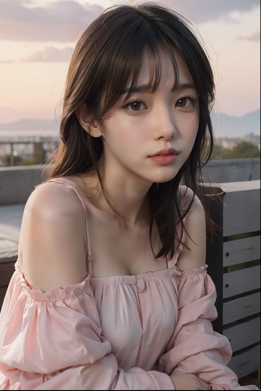 looking at the sky in a pink dress