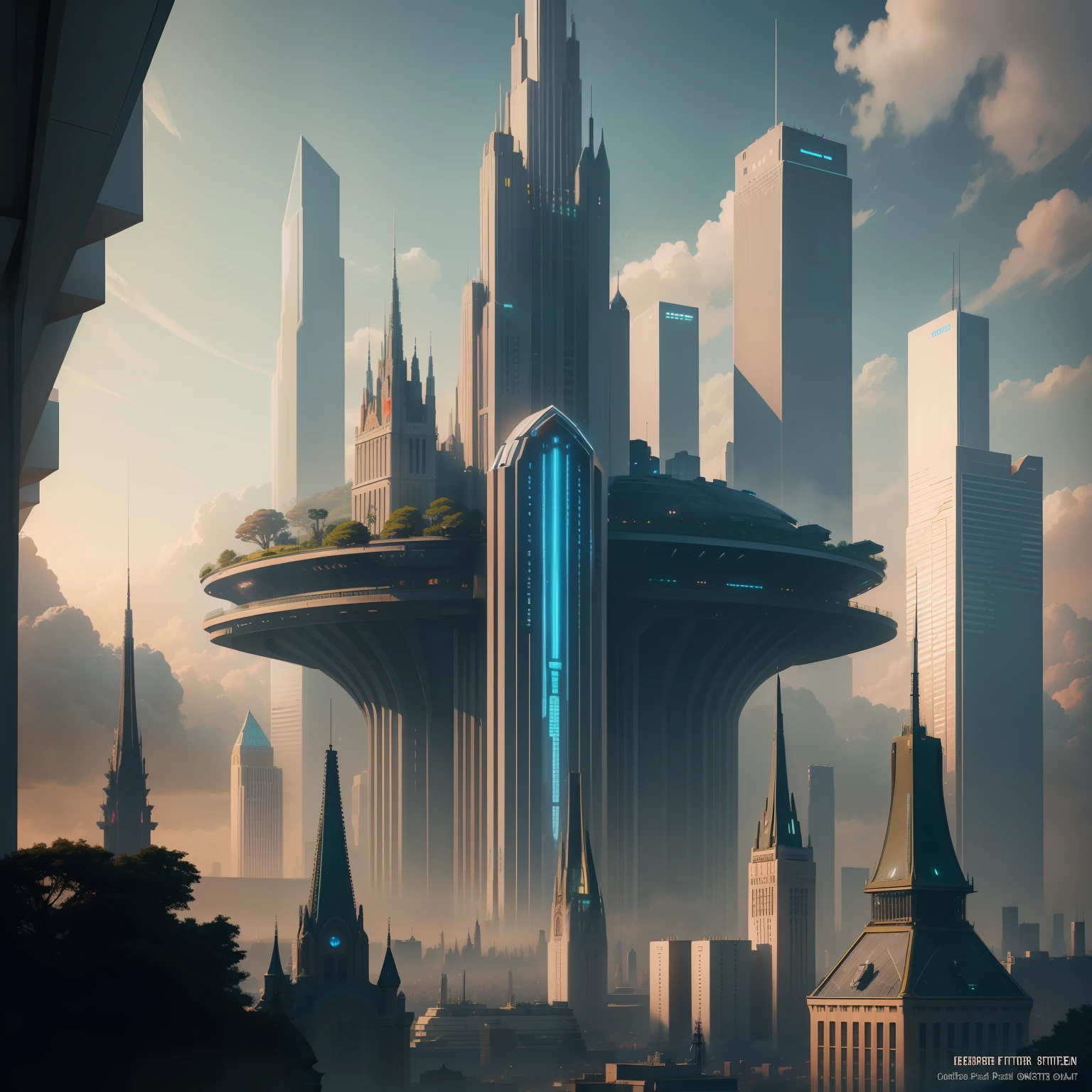 cyberpunked epcot Megacities Huge castle SF City of the Future Huge skyscrapers top-quality masterpiece 超A high resolution dream Beautiful world