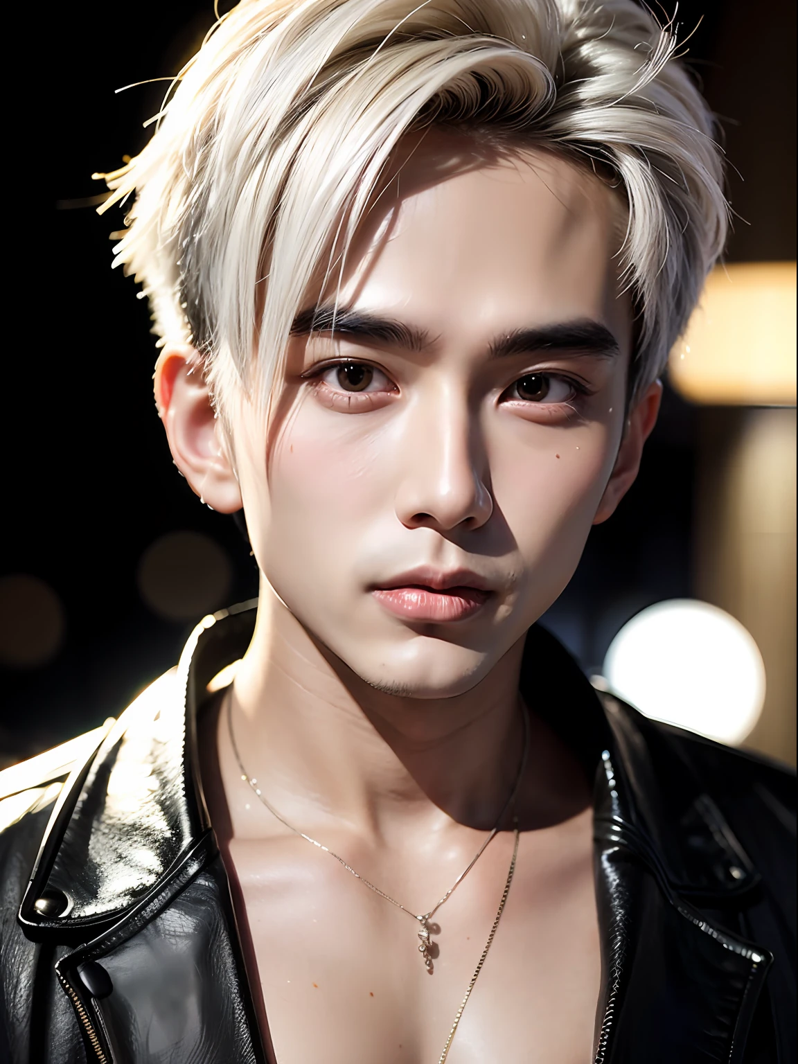 A 20-year-old chinese man, white hair, with big eyes, exquisite makeup, three-dimensional facial features , moving expressions, amazing details, amazing portrait, skin texture, light, shadow, tone, light detail amplification, blurred foreground, blurred background, photography style, sense of story, real, Leica Camera shooting, 85mm lens, aperture 1.8,
natural light, film quality, master shooting, master works, Ultra HD, 8K