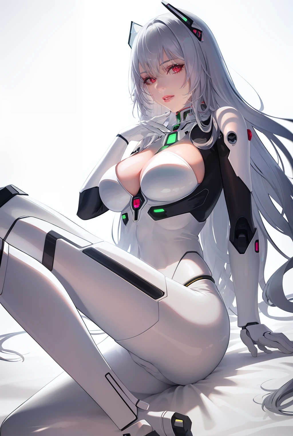 Realistic，8K maximum resolution，woman，Extremely clear eyes，The lips are extremely seductive，The ultimate sci-fi mecha，nedium breasts，Nakedness，hindquarters，，，leges，Jade foot，Toes，White bra，transparent panty，