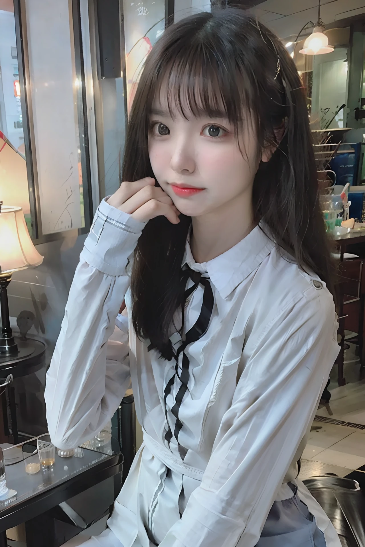 Delicate facial features，Nice face，Refined face，hyper HD，8k,Sense of light and shadow，best qualtiy，超高分辨率，（Realism：1.4），1girll，tmasterpiece，exteriors，full bodyesbian，white stockings