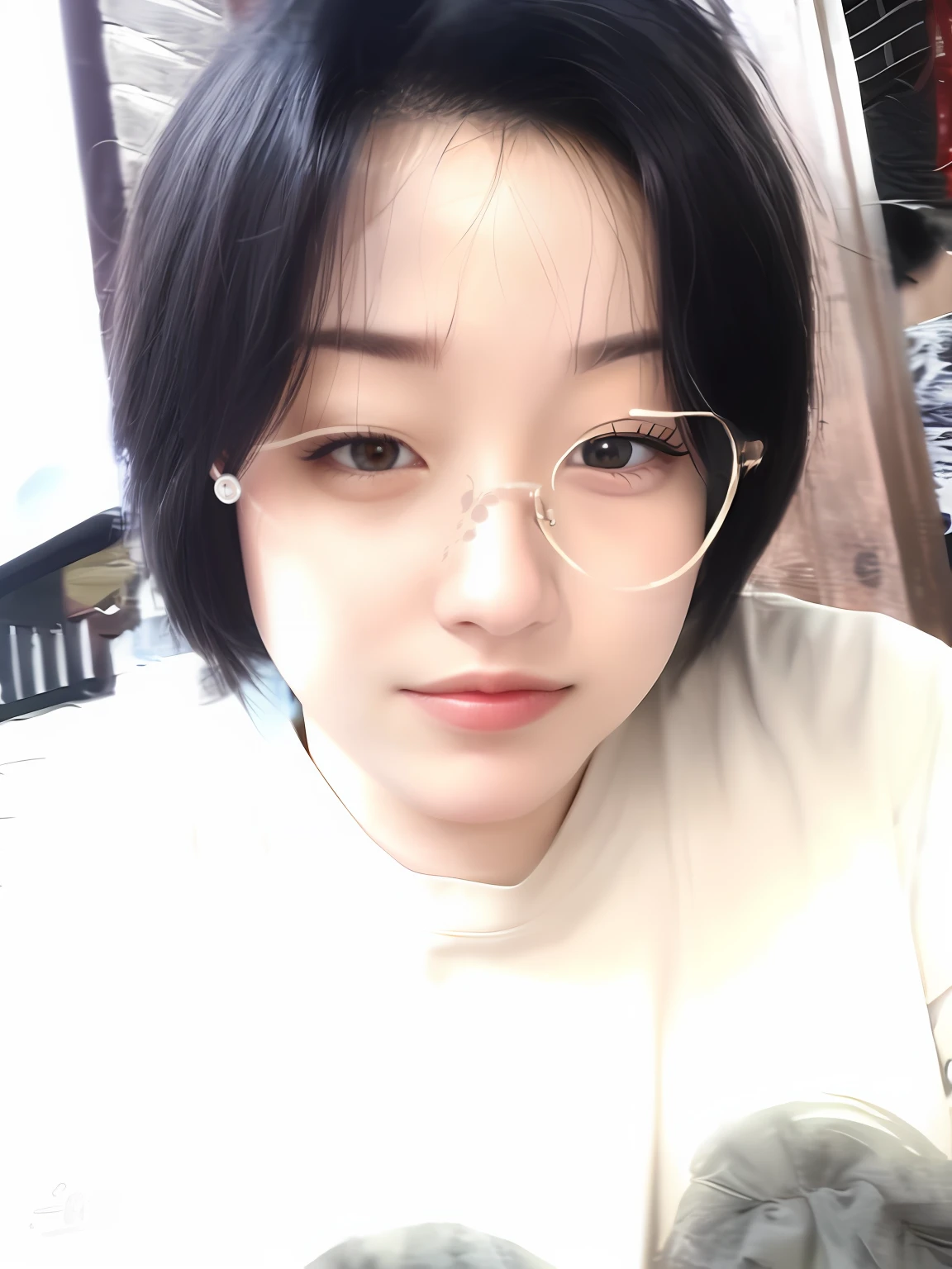 the face,the hair,cparted lips