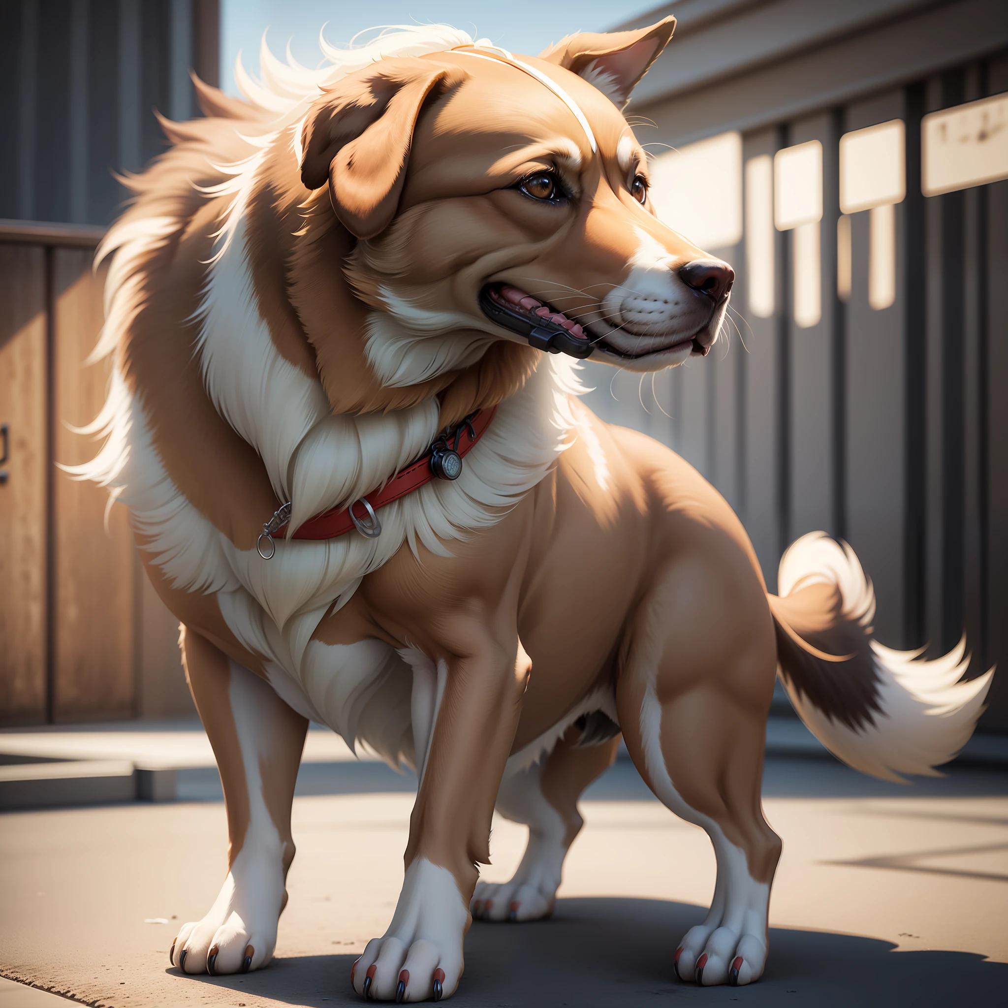 Dog realistic,hair,light,cap, shoes, animation