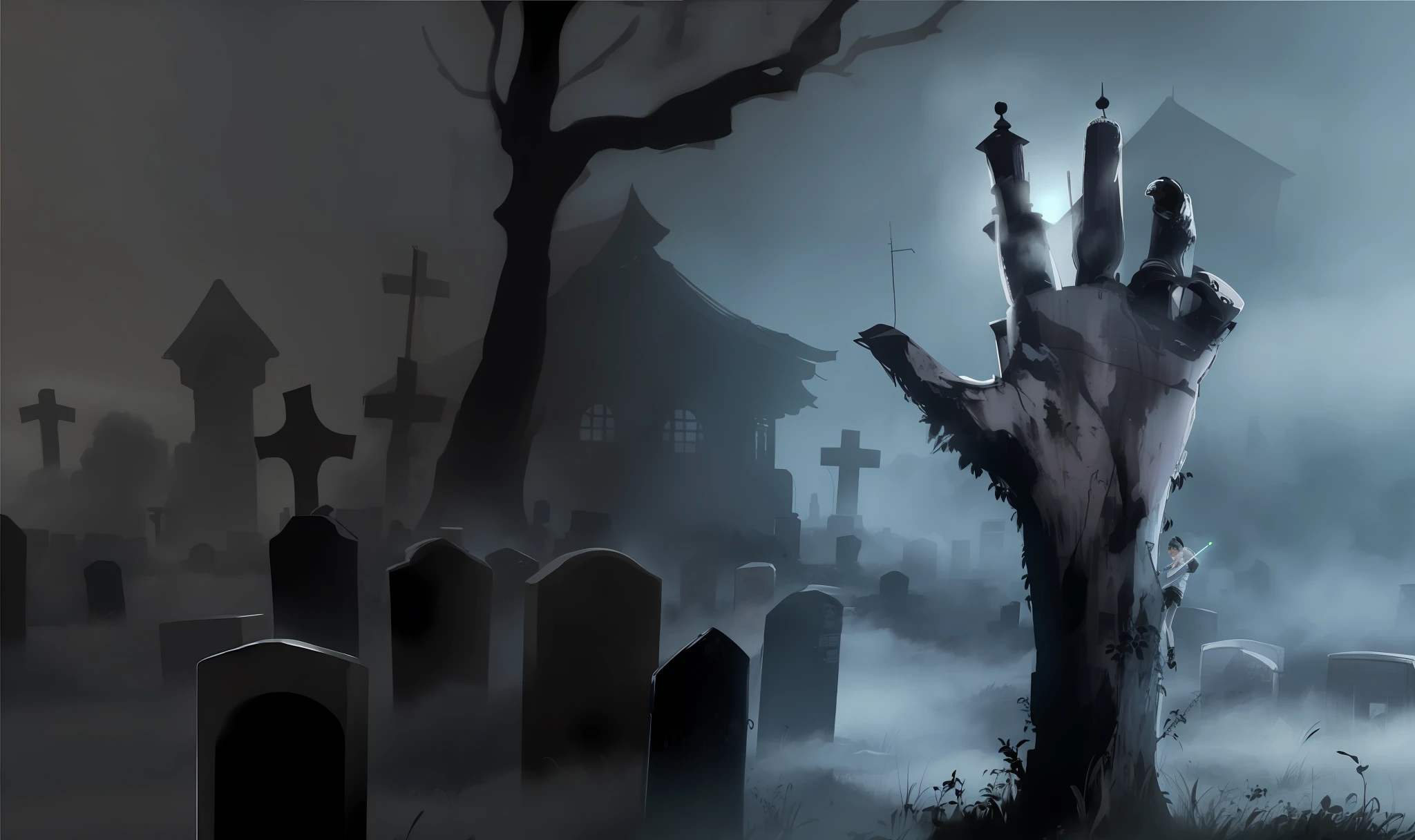 tinta mais escura, neblina menos iluminada, mais sombreado