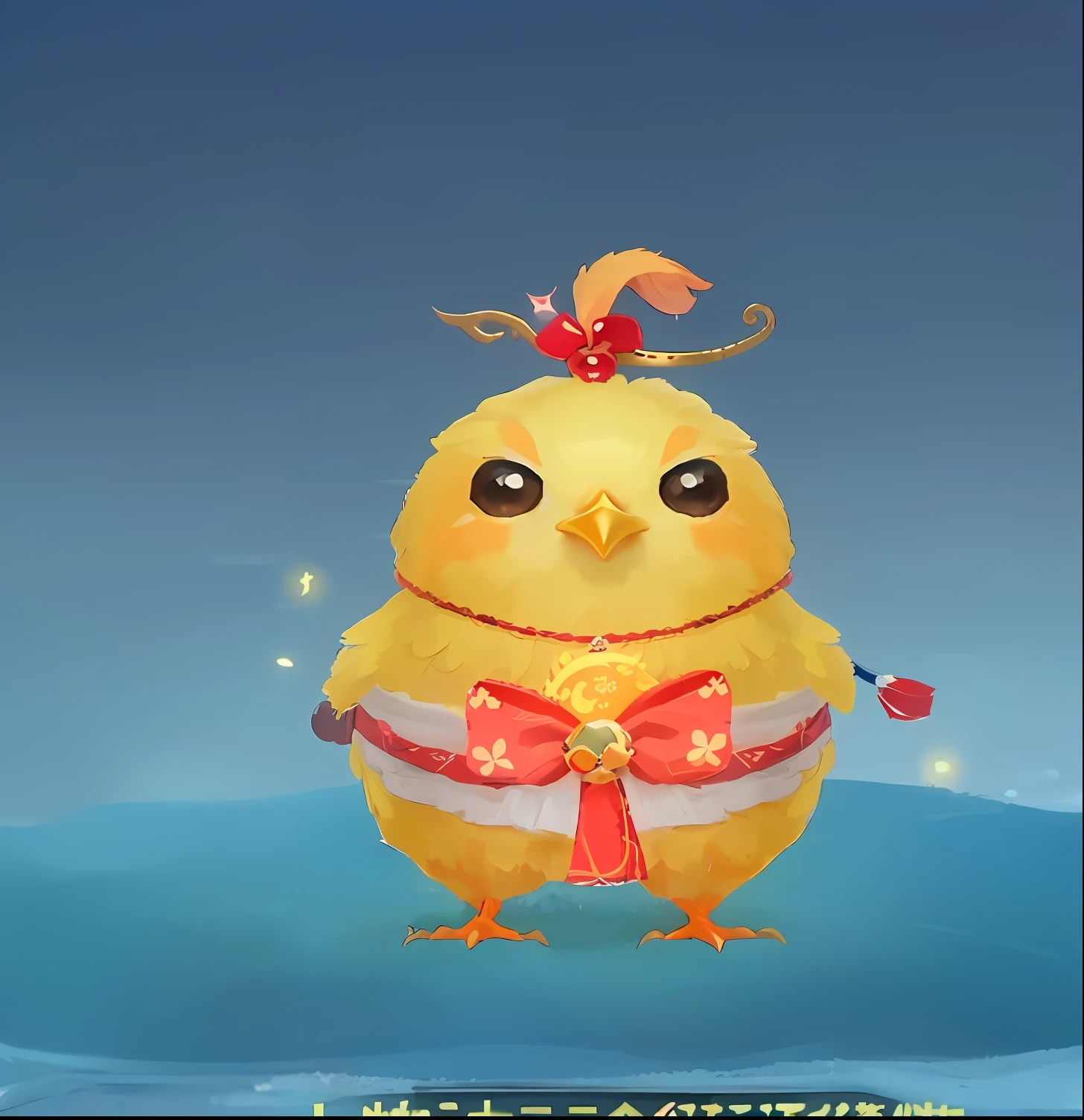 Close-up of cartoon chicken with red bow, birb, zhongli from genshin impact, onmyoji, anthropomorphized chicken, lunar themed attire, Chicken feather armor, mika pikazo, Onmyoji detailed art, Genshin impact's character, Keqing from Genshin Impact, fluffy chest, cute character, shui mo hua