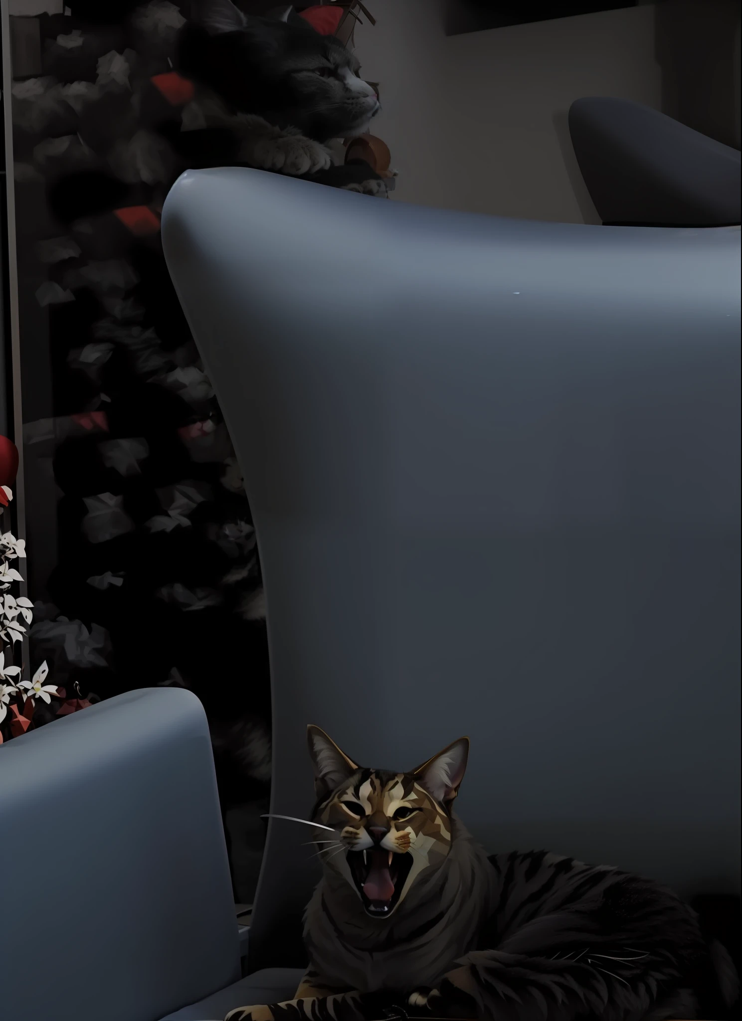 There is a cat that is sitting in a chair in the room, um gato sentado em uma cadeira, sentado em seu trono, sentou-se em seu trono, sentado em cadeira extravagante, empoleirado no intrincado trono, Sentado na cadeira, sentado em uma poltrona, Like a sign saying he sold the dog at OGL