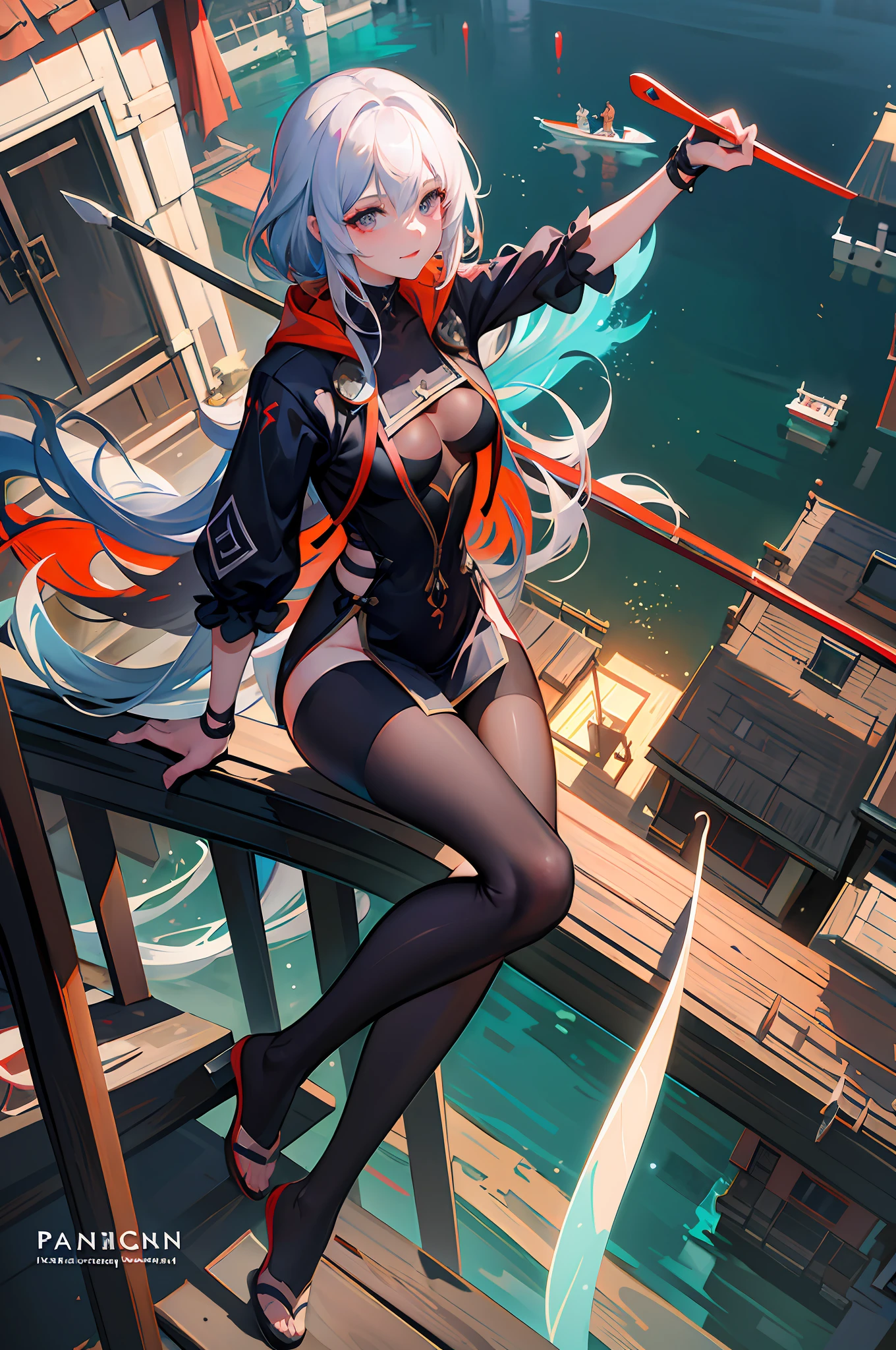 there is a woman holding a pair of skis on a ledge, ross tran 8 k, artwork in the style of guweiz, ross tran and wlop, 2. 5 d cgi anime fantasy artwork, wlop and ross tran, guweiz on artstation pixiv, guweiz on pixiv artstation, chengwei pan on artstation