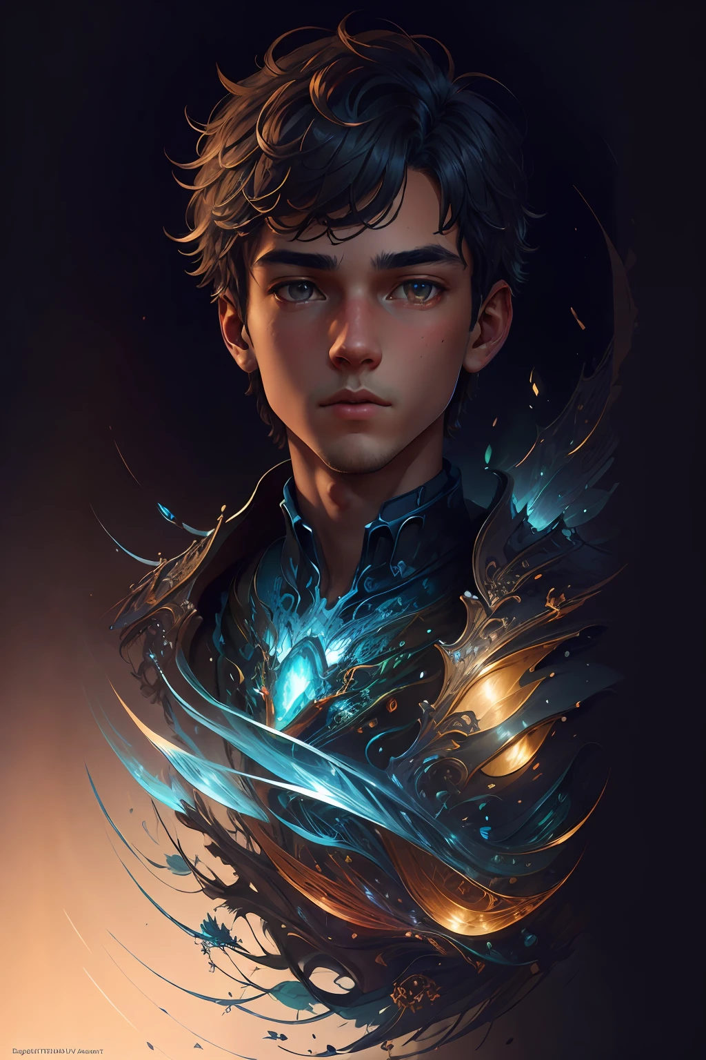 portrait of a boy, highly detailed, digital painting, fantasy painting, deviantart artstation, cinematic lighting