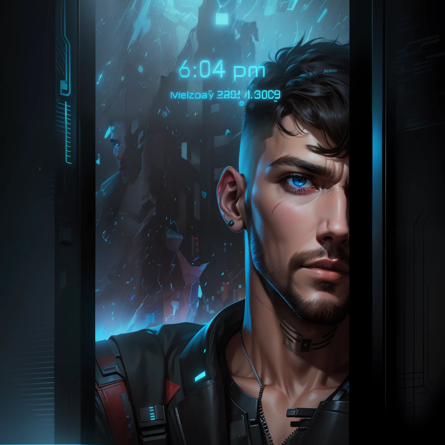 Change background cyberpunk handsome boy. realistic face , 8k, ultra realistic,