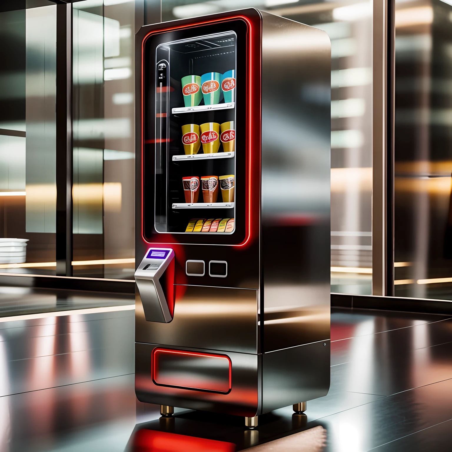 Coffee vending machines, The big black screen in the middle is the monitor,high end,vending machines,The color match is clean