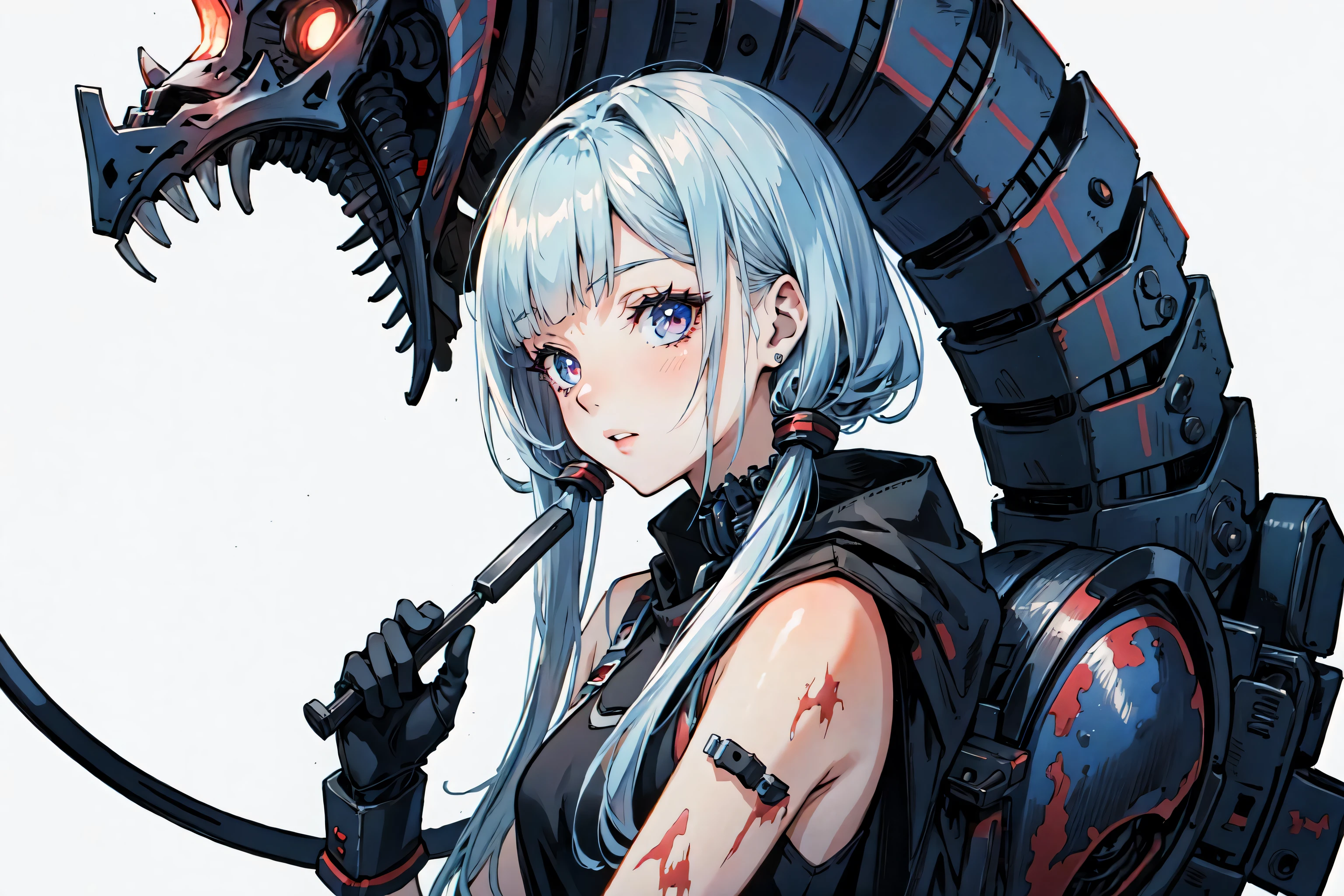 (best quality), detailed background,guro girl, horror, monster, bionic, alien