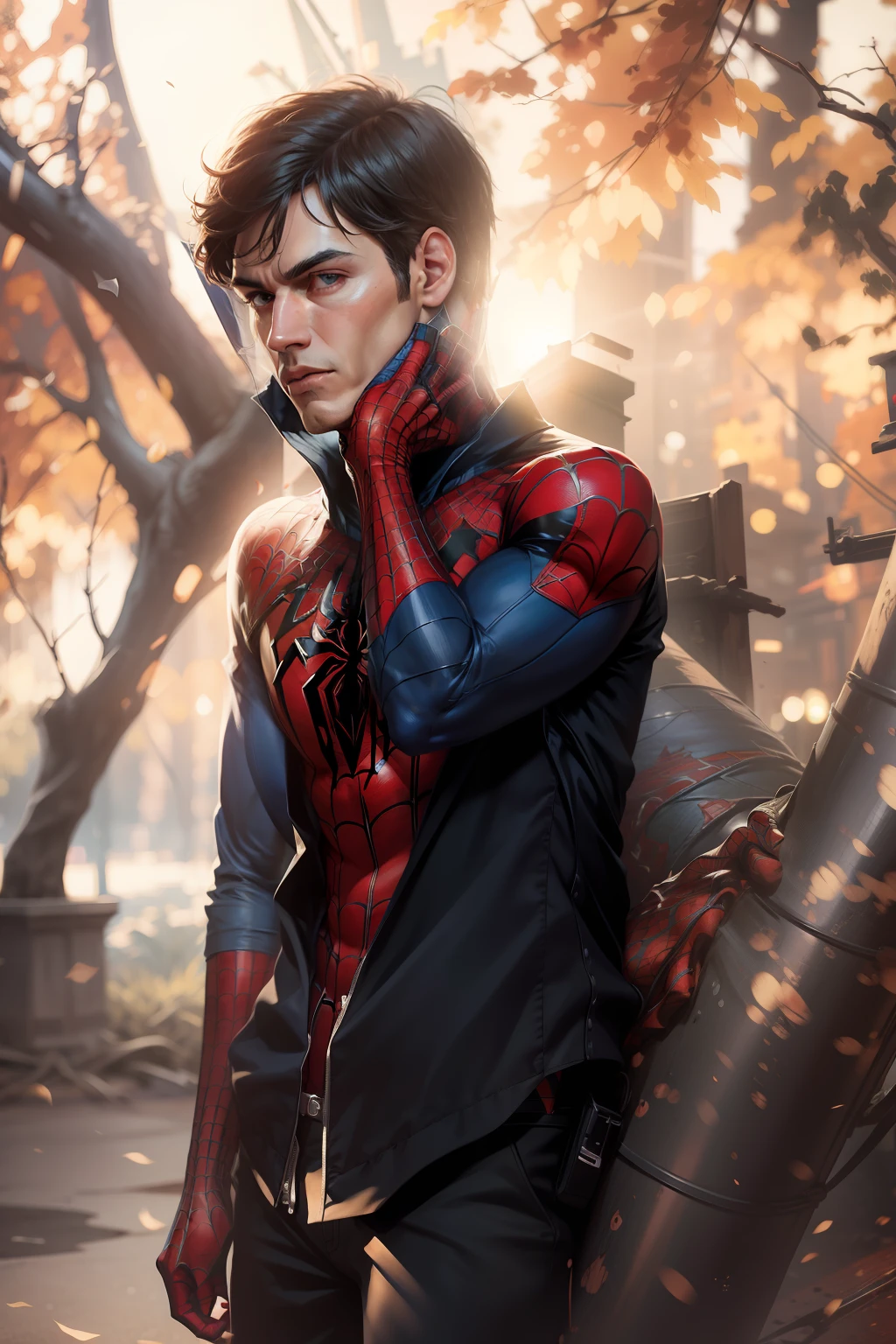 Spiderman realistic face change background