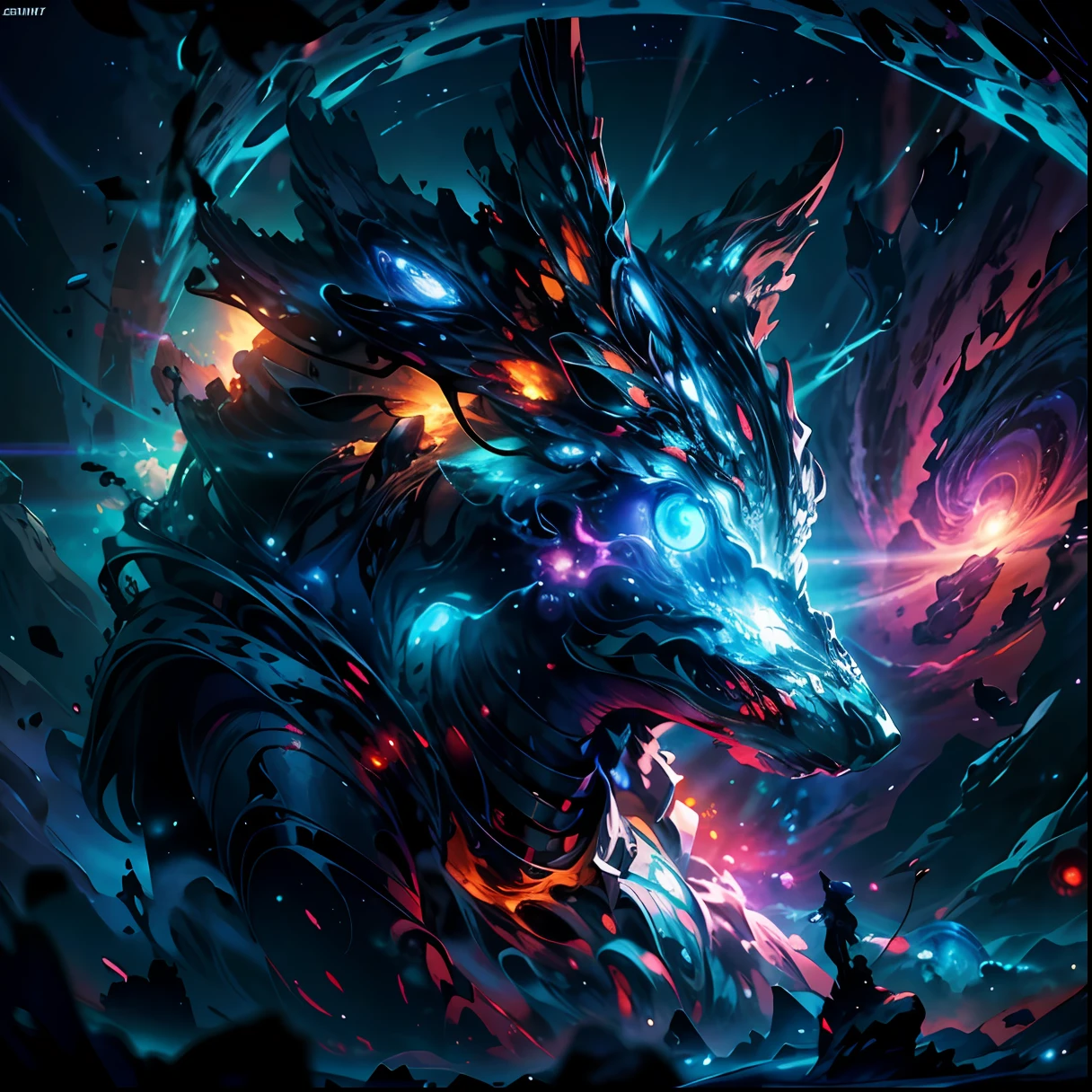 In the vast expanse of the cosmos, a breathtaking image unfolds before your eyes. In the heart of a starry galaxy, vibrant nebulae dance and swirl, their ethereal colors blending and intertwining. The scene is a symphony of cosmic beauty, with tendrils of interstellar dust and gas reaching out into the void. The stars shine with an otherworldly brilliance, illuminating the cosmic tapestry that stretches across the vastness of space. It is a visual feast for the senses, an awe-inspiring glimpse into the wonders of the universe. BREAK,Detailed,Realistic,4k highly detailed digital art,octane render, bioluminescent, BREAK 8K resolution concept art, realism,by Mappa studios,masterpiece,best quality,official art,illustration,ligne claire,(cool_color),perfect composition,absurdres, fantasy,focused,rule of thirds
