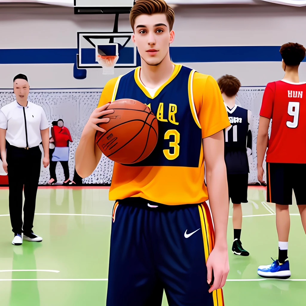 A handsome guy who plays basketball with real people