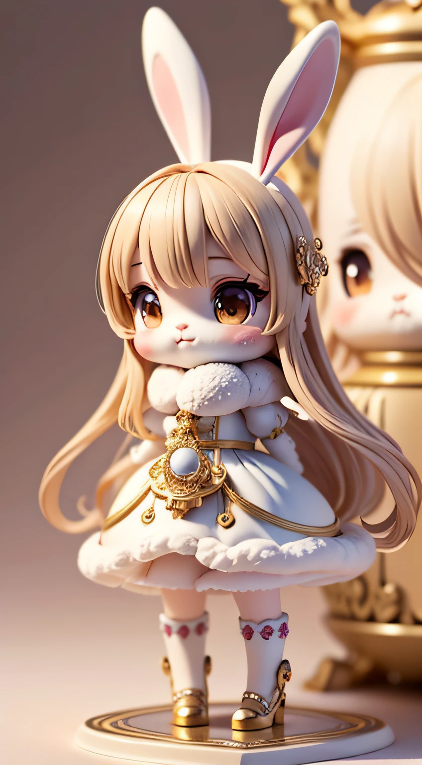 bunny, furry, fluffy, soft ((best quality)), ((masterpiece)), ( extreme detailed, highest detailed, official art, beautiful and aesthetic:1.2),  depth of field, composition FULL BODY, (CHIBI),, (beautiful and detailed eye:1.3),(very happy:1)