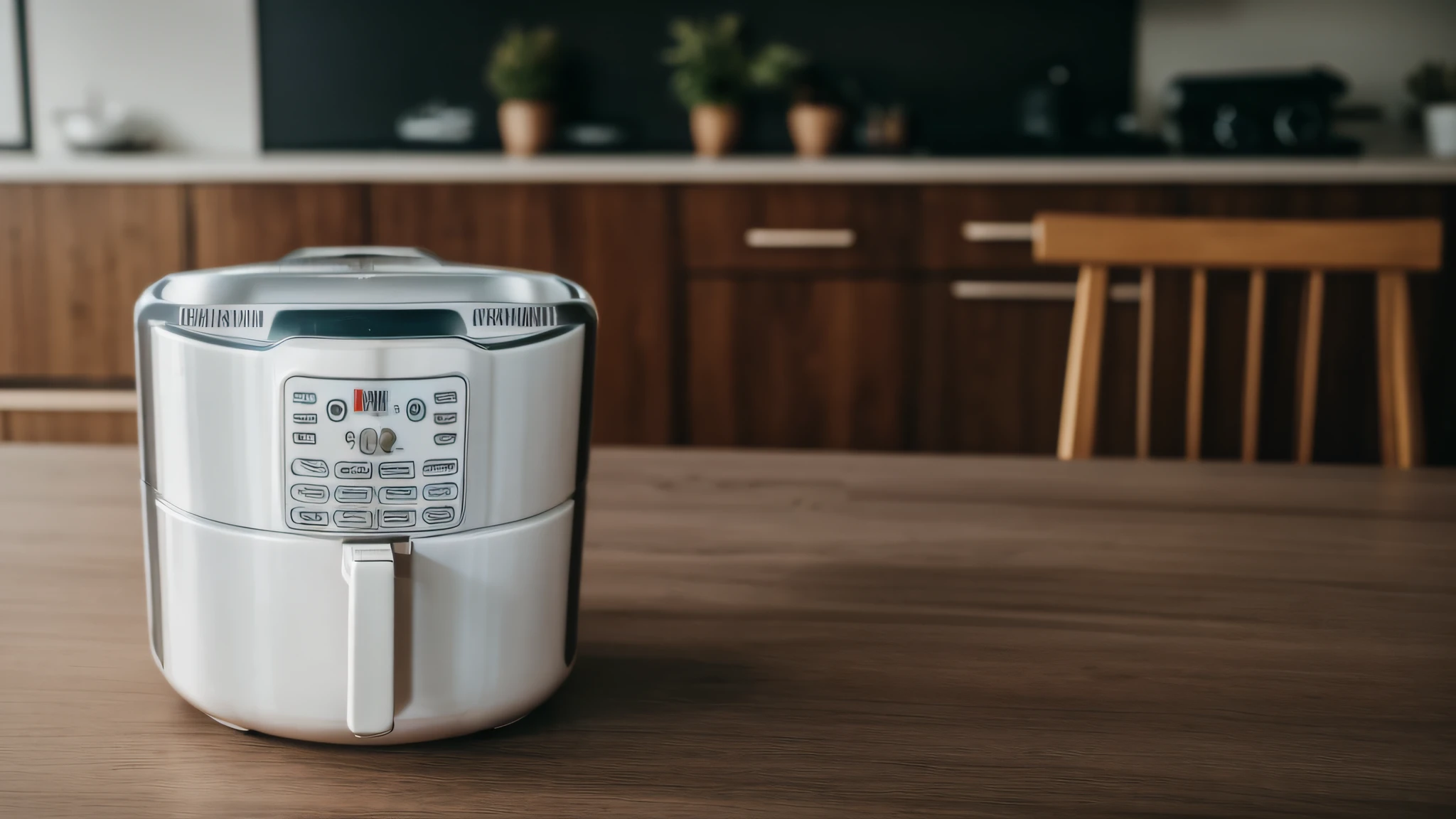 Extremely realistic photo of air fryer on tabletop（film photo）