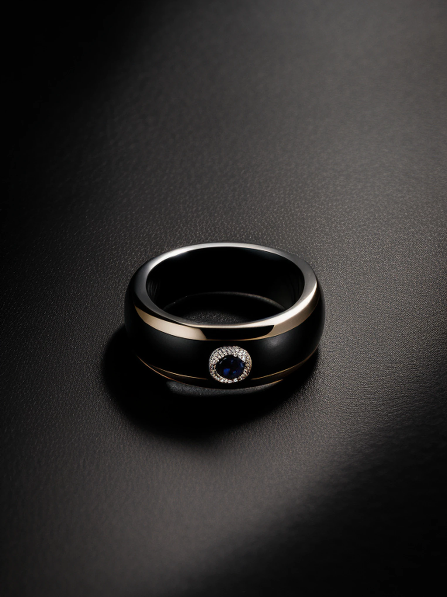 bird eye shot of two black mens rings