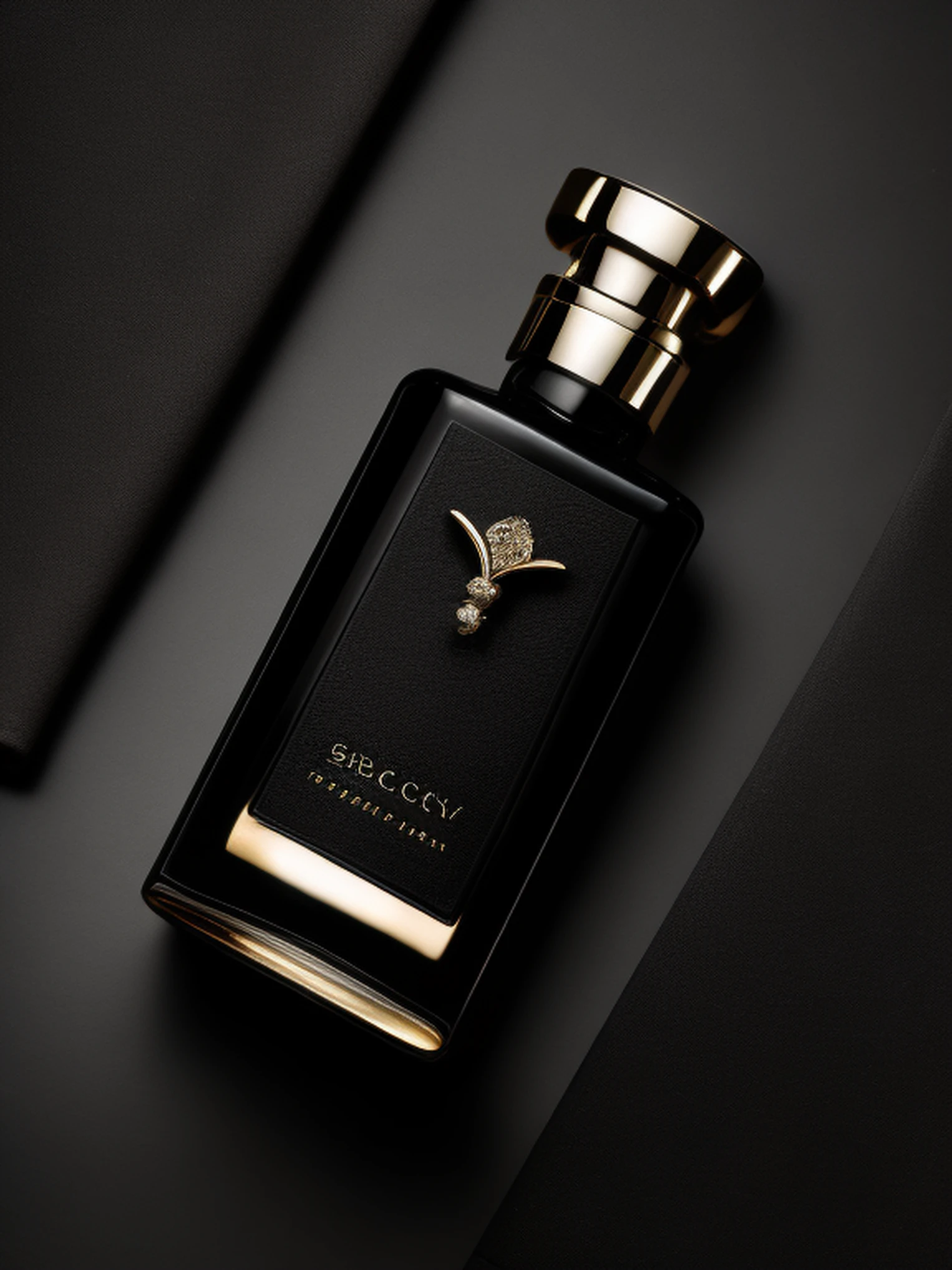 bird eye shot of mens black perfume bottle