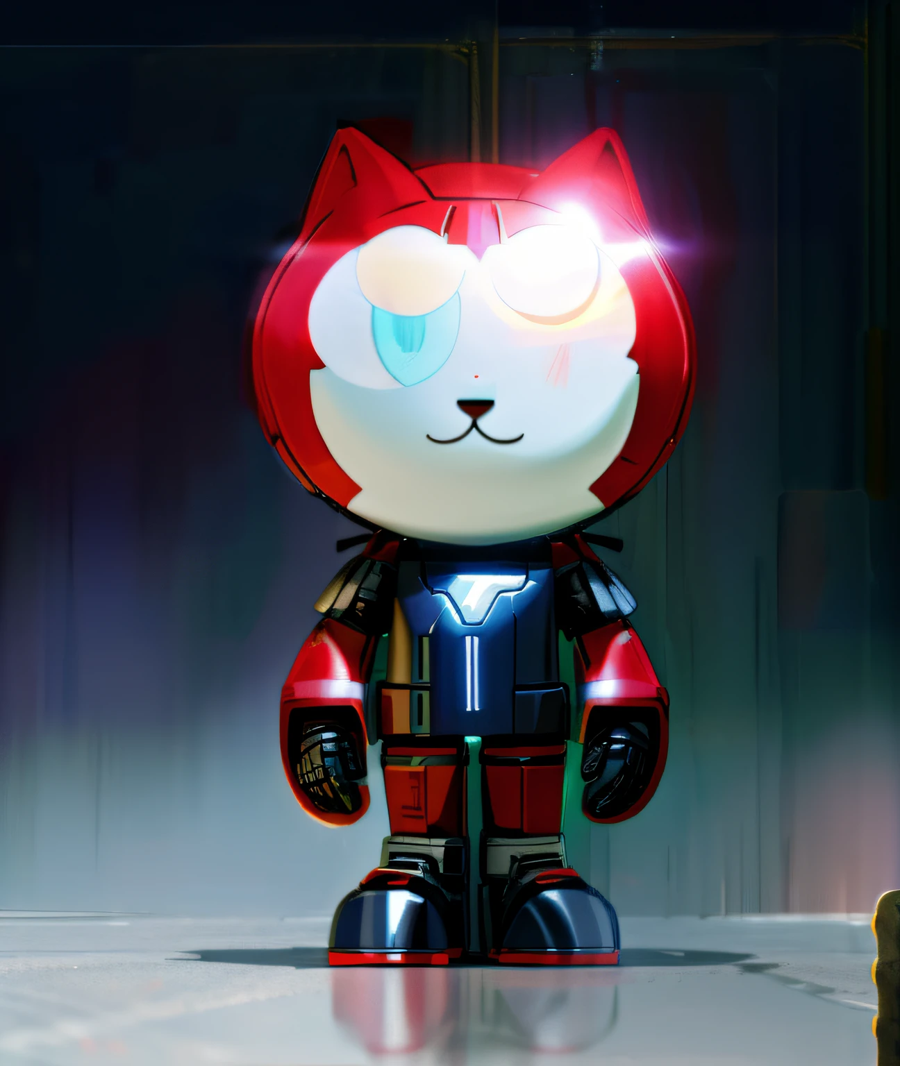 (Extreme Detail CG Unity 8K Wallpapers,tmasterpiece,Highest image quality),(Delicate light and shadow,The picture is highly dramatic,Cinematic lens effect),Black cat in cool mech,Red crescent-shaped eyes,stand posture),(Exceptional detail,The lighting effect is outstanding,Vista wide angle),(Excellent rendering,Enough to stand out from the crowd),The focus is on mecha clothing,Strong texture