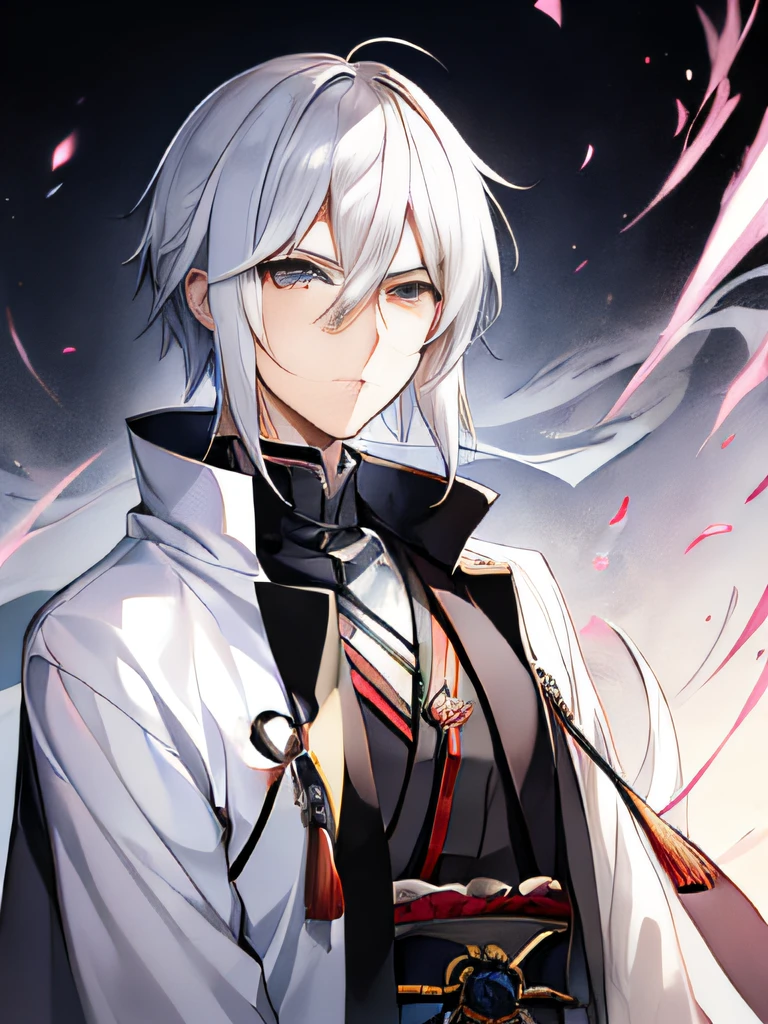 Anime - a stylized image of a man with white hair and a cape, pixiv contest winner, shin hanga, handsome guy in demon killer art, White-haired mage, Beautiful androgynous prince, shigenori soejima illustration, demon slayer rui fanart, casimir art, Key anime art, taisho roma