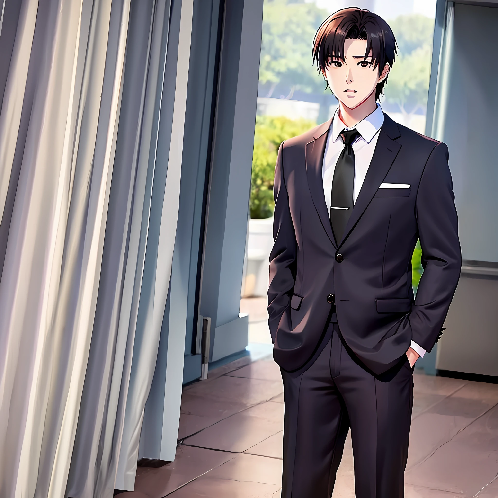 Suit and tie anime manga version of Korean actor, Lee Jun-ho,