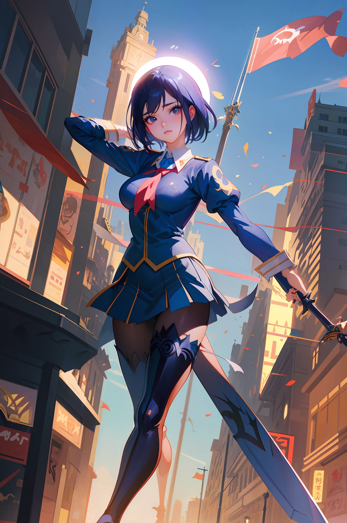anime girl with sword and flag in city setting, extremely detailed artgerm, artgerm and atey ghailan, style artgerm, by Yang J, ig model | artgerm, anime style 4 k, style of artgerm, artgerm. anime illustration, krenz cushart and artgerm, artgerm and rossdraws