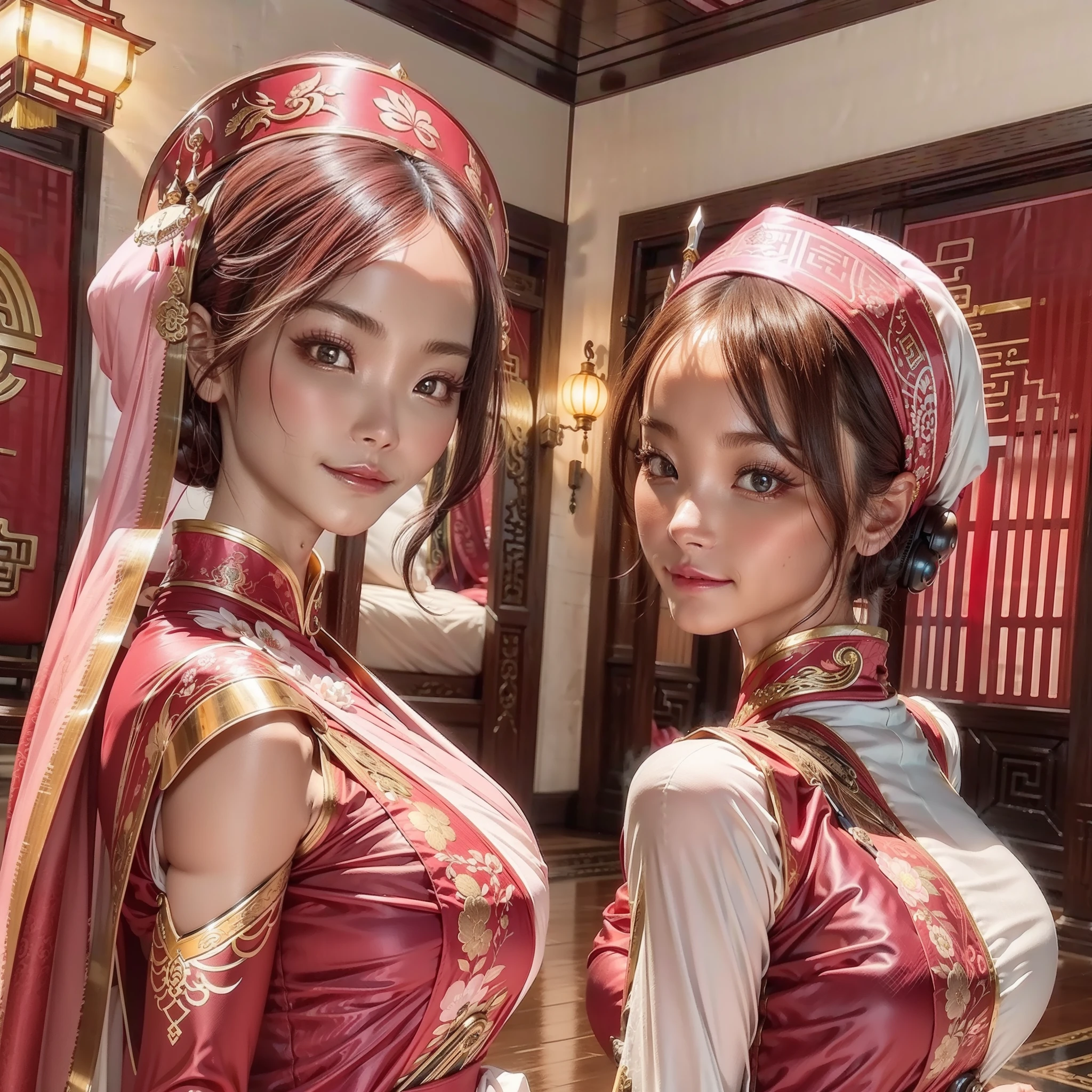 woman,China-style,ancient costume,swordsmen,veils,A masterpiece of wit,Pink white,Seductive